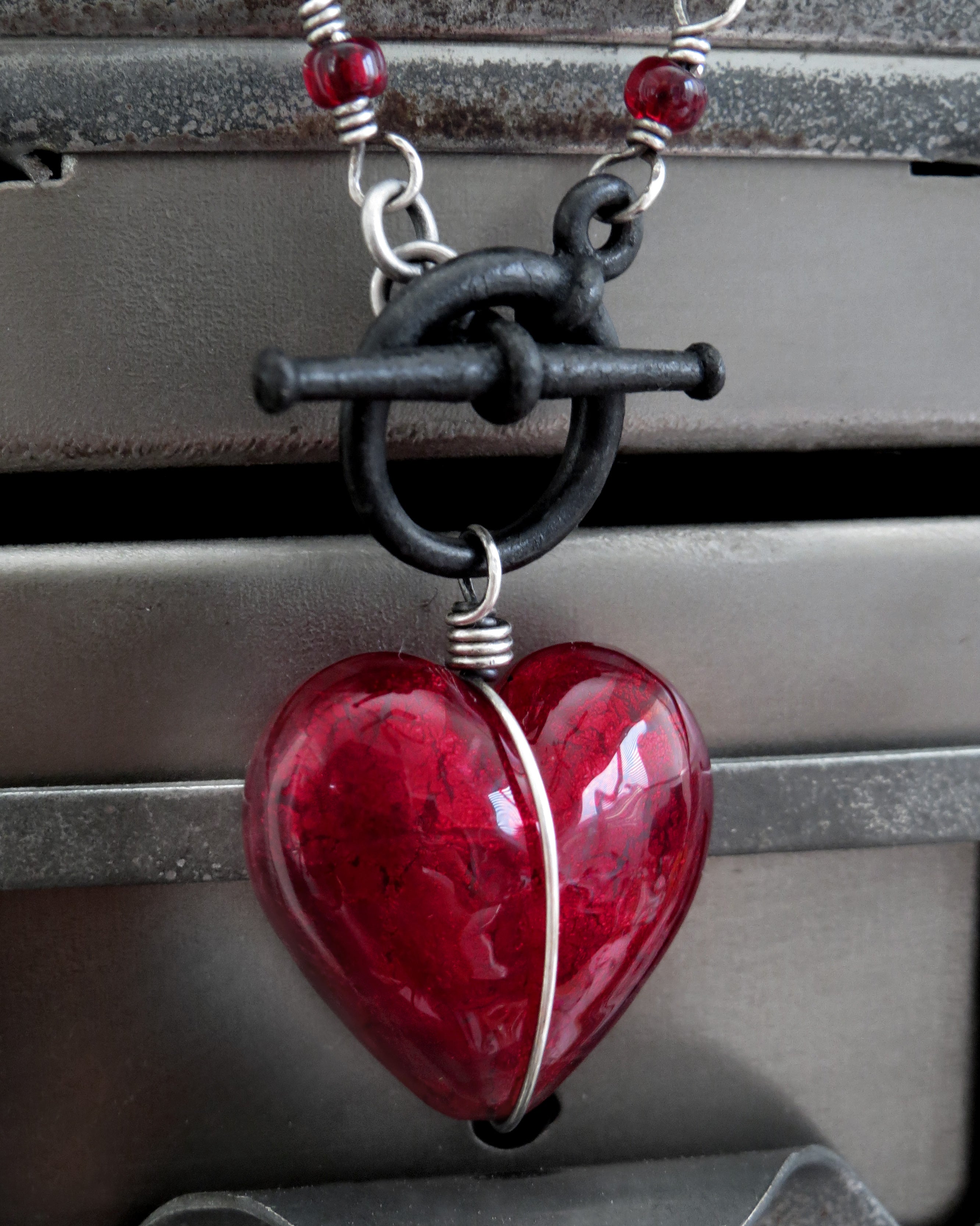 Ver 10. HEART of DARKNESS - Deep Red Heart Pendant Necklace