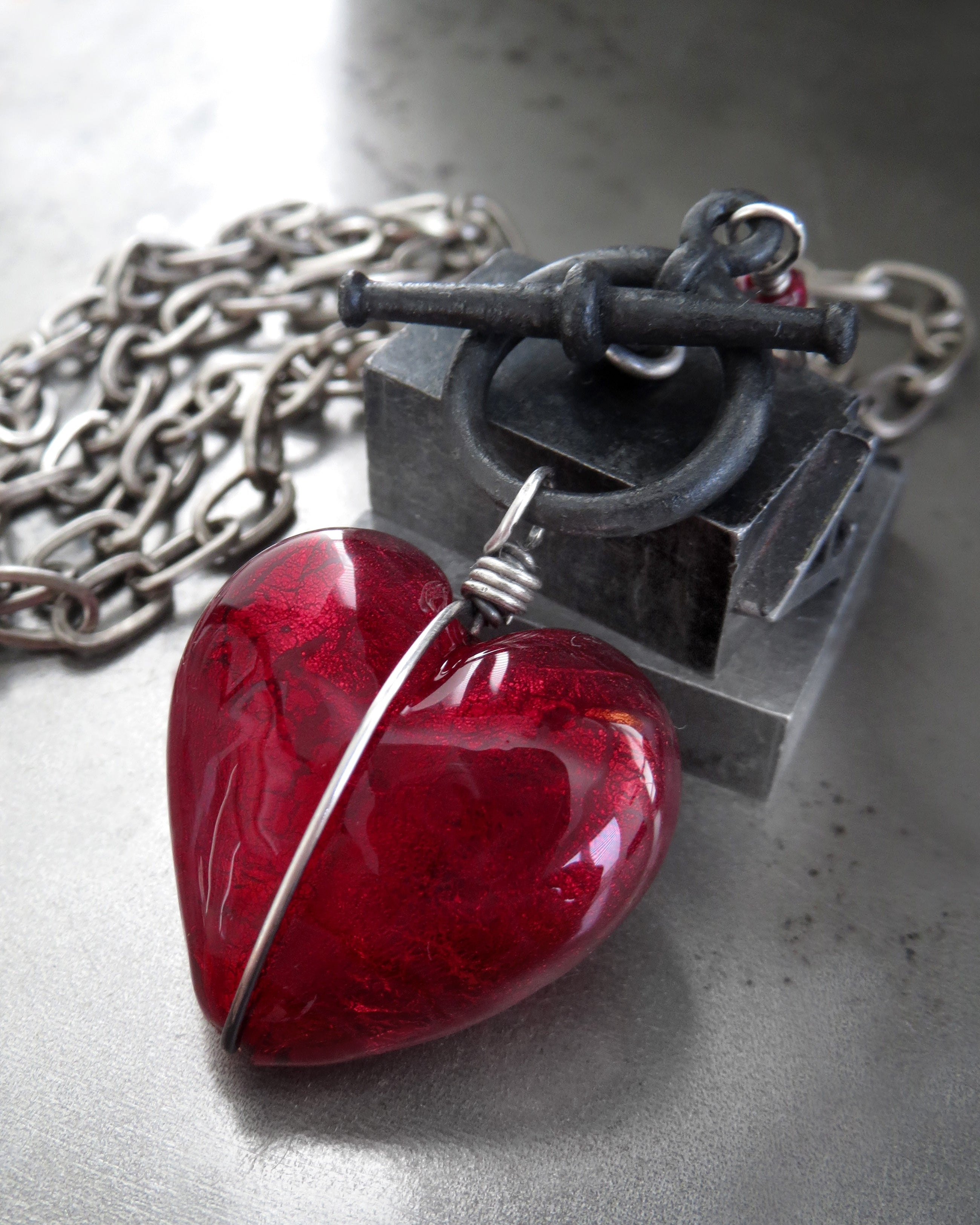 Ver 10. HEART of DARKNESS - Deep Red Heart Pendant Necklace