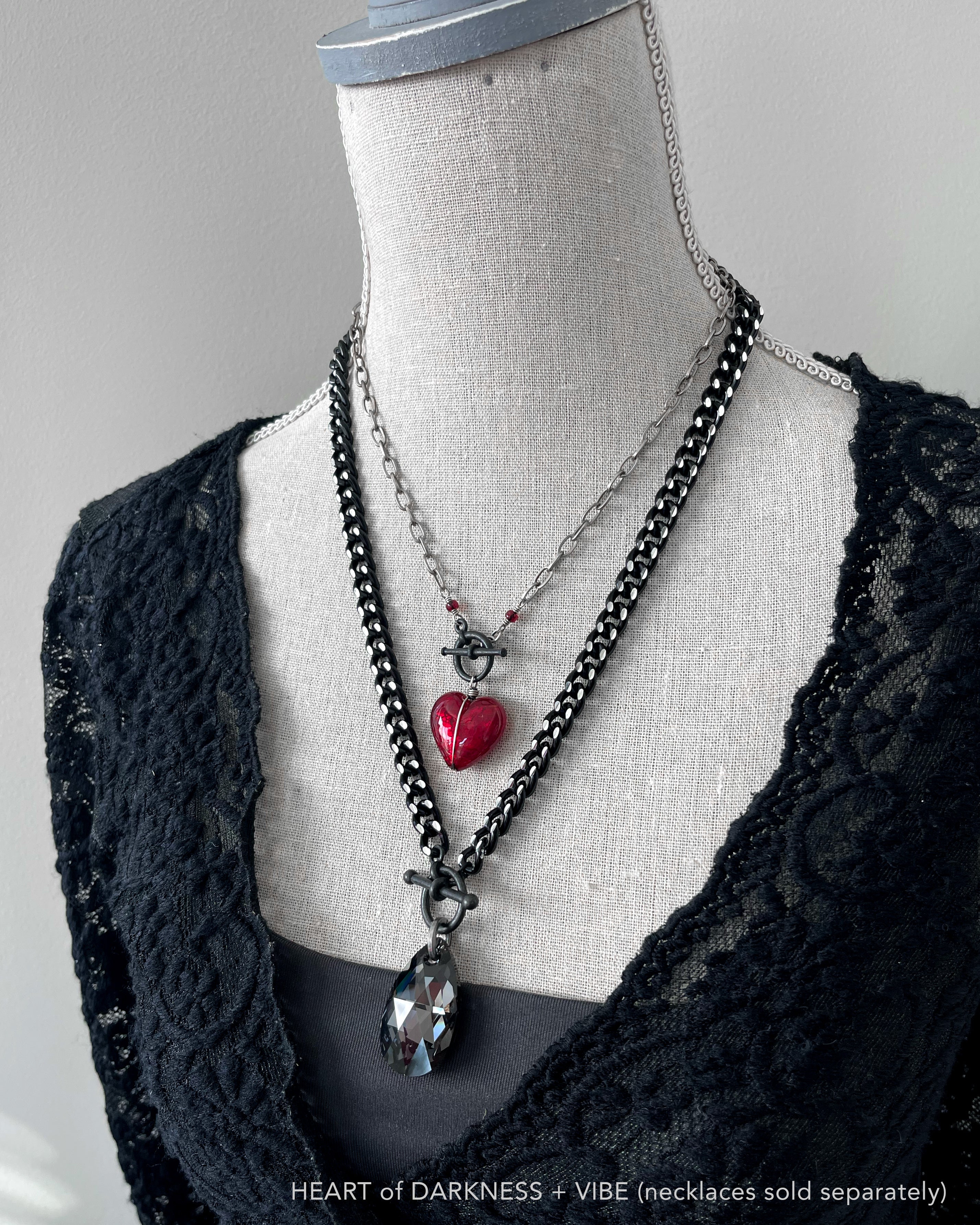 Ver 10. HEART of DARKNESS - Deep Red Heart Pendant Necklace