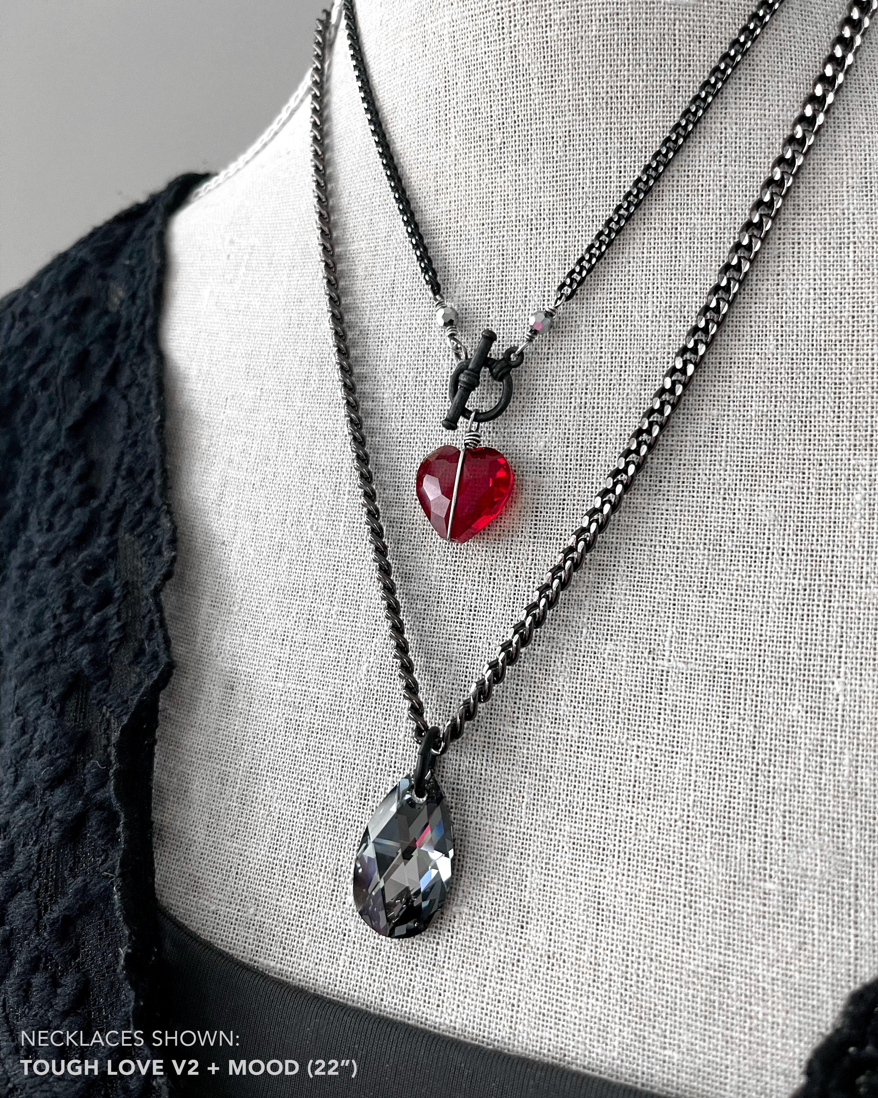 TOUGH LOVE V2 - Gothic Red Heart Pendant Necklace