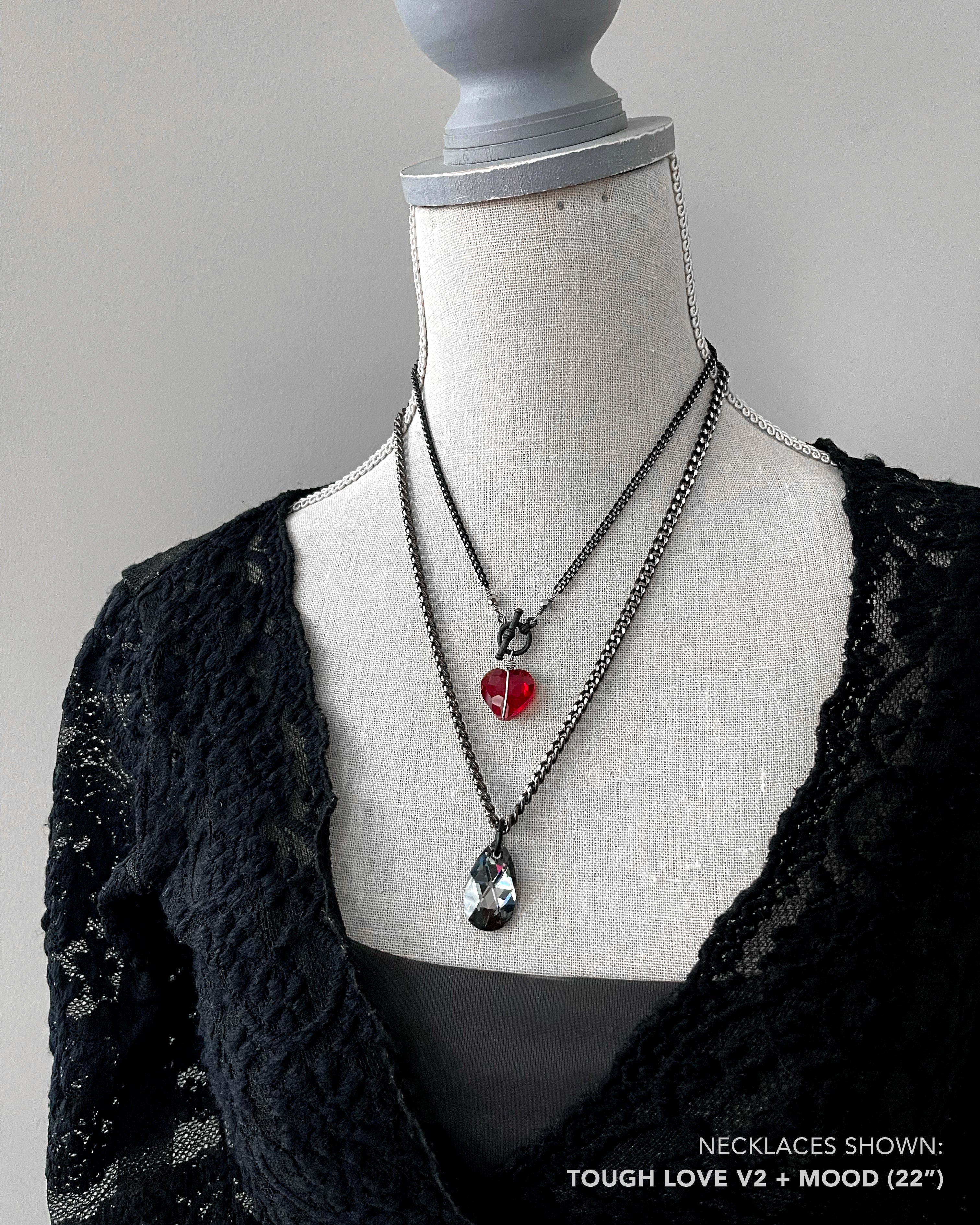 TOUGH LOVE V2 - Gothic Red Heart Pendant Necklace