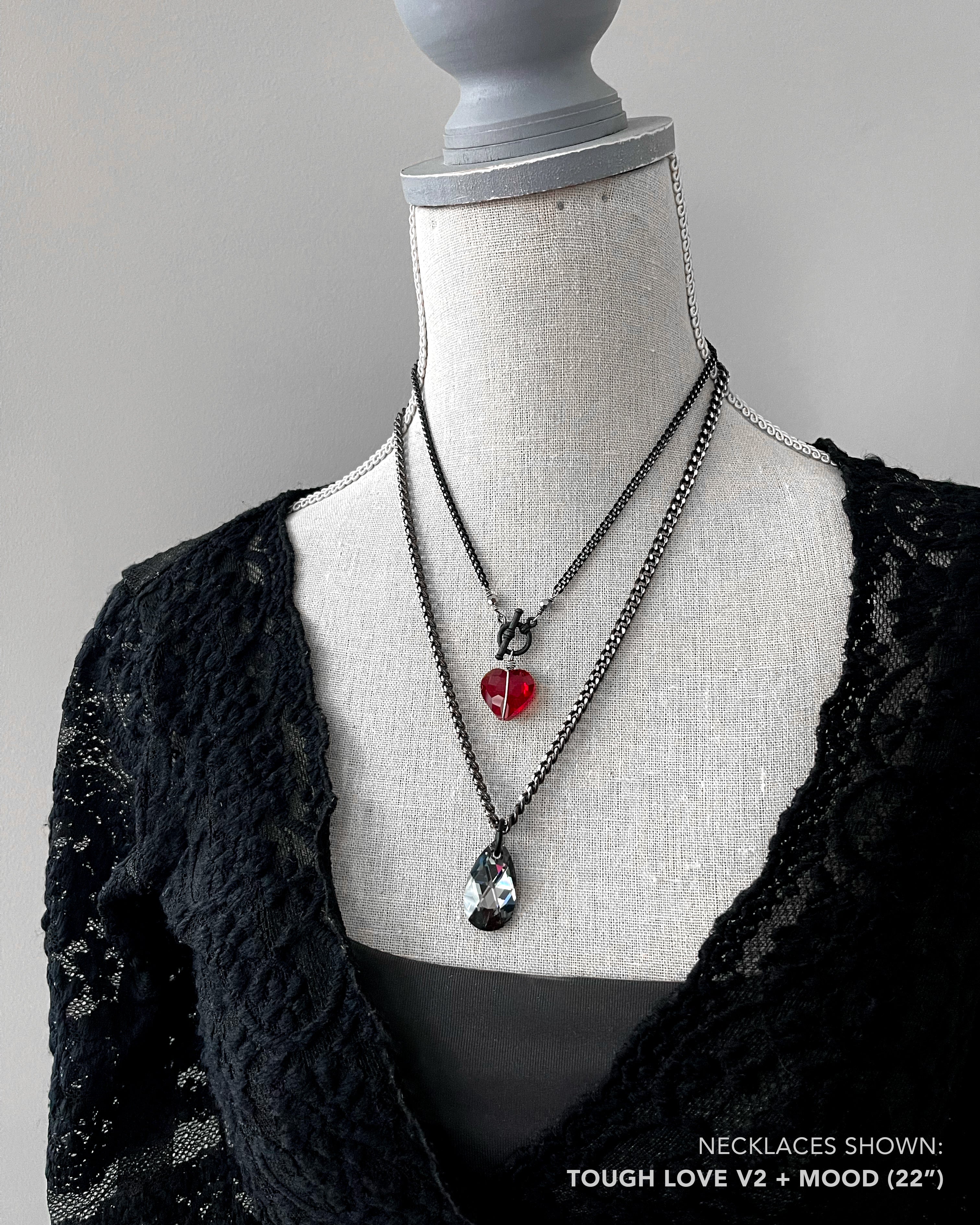 TOUGH LOVE V2 - Gothic Red Heart Pendant Necklace