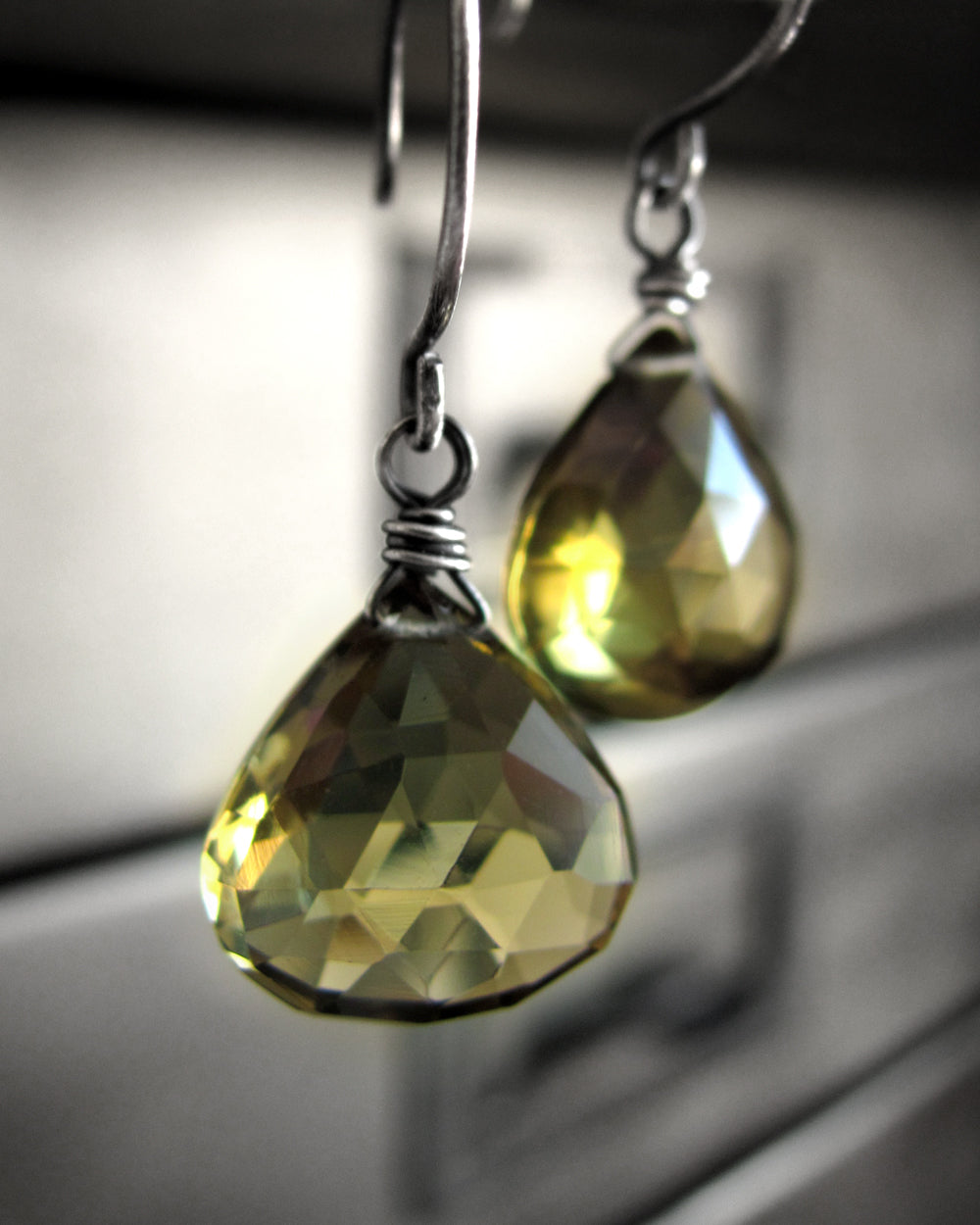 DIRTY MARTINI - Olive Quartz Gemstone Briolette Earrings