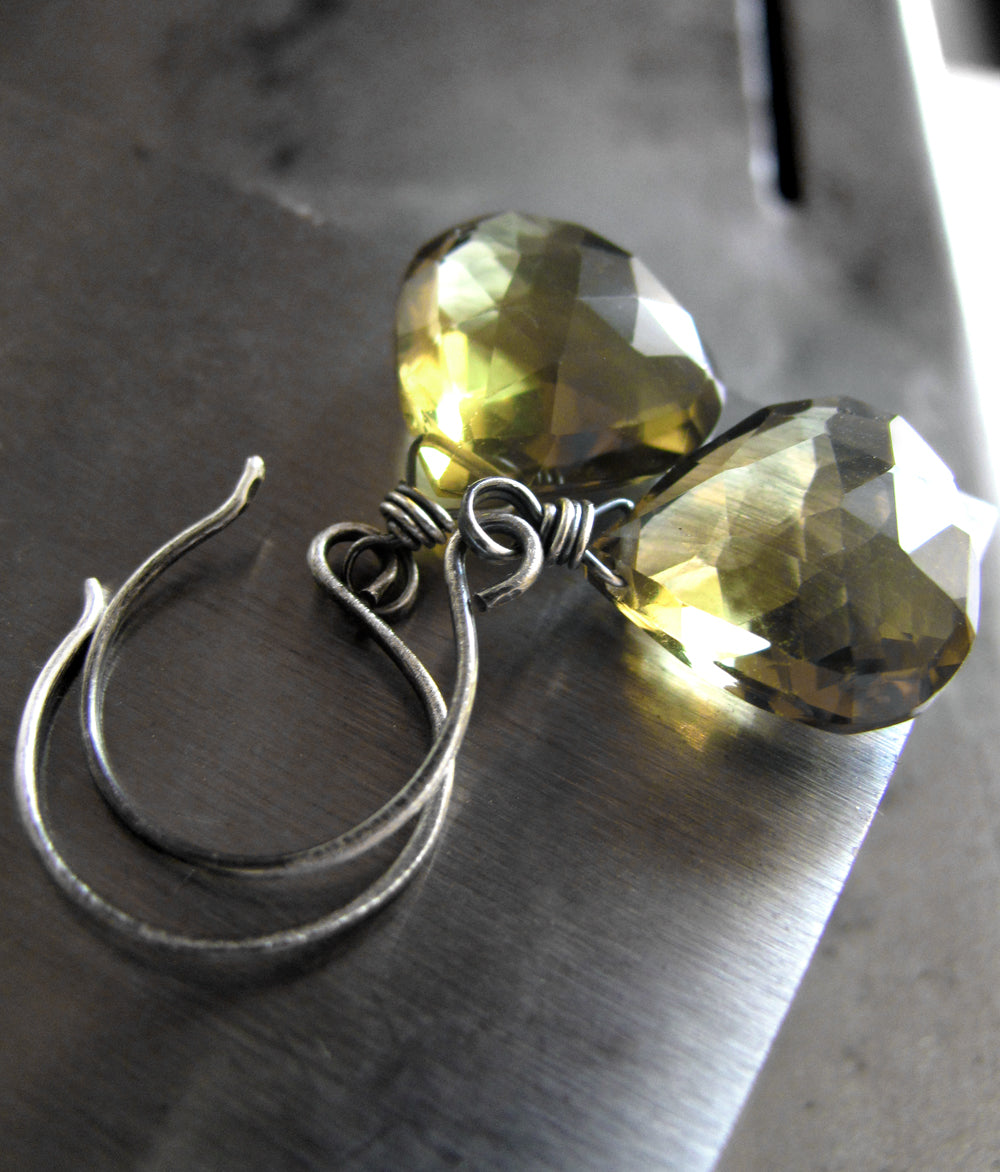 DIRTY MARTINI - Olive Quartz Gemstone Briolette Earrings