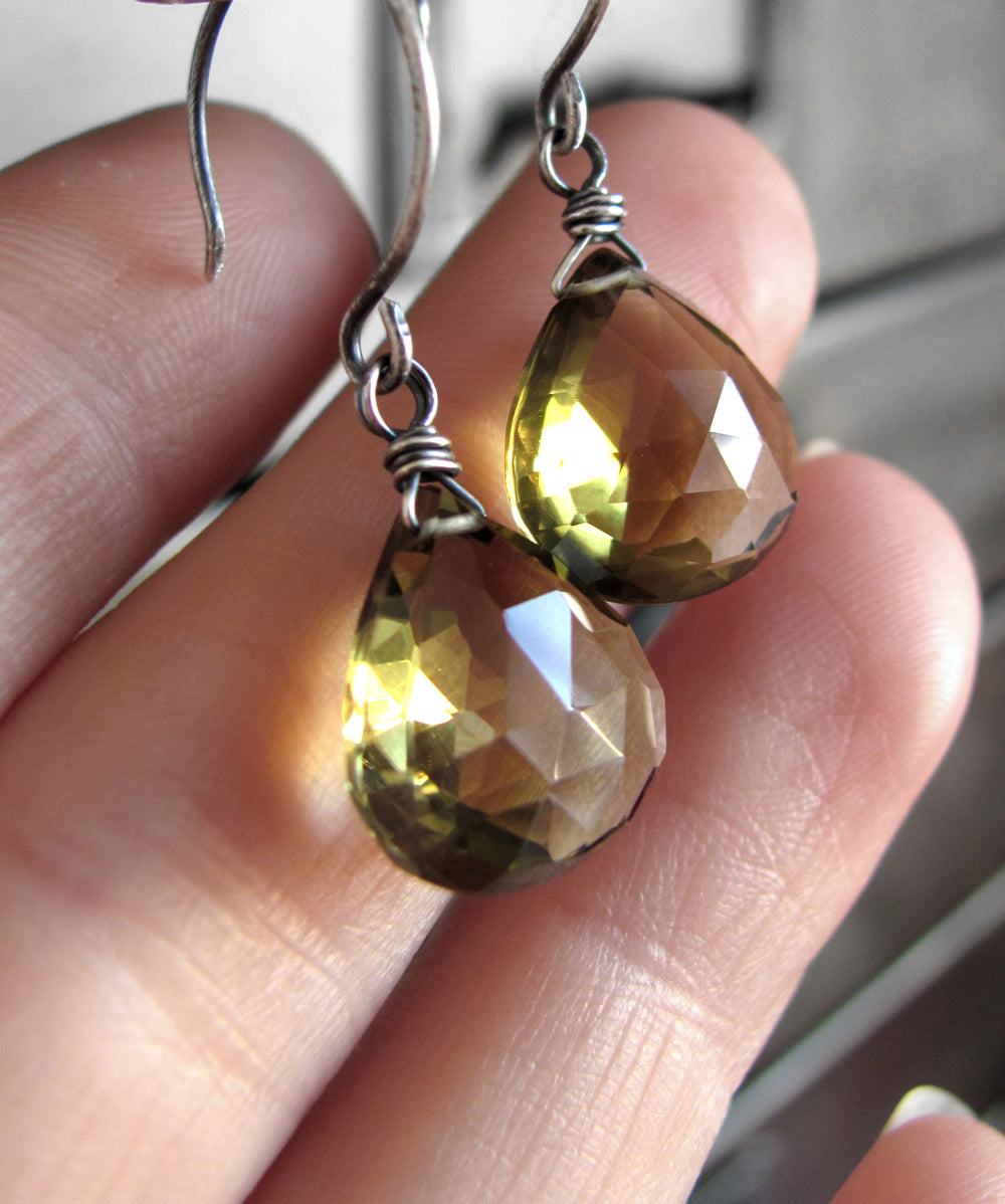 DIRTY MARTINI - Olive Quartz Gemstone Briolette Earrings