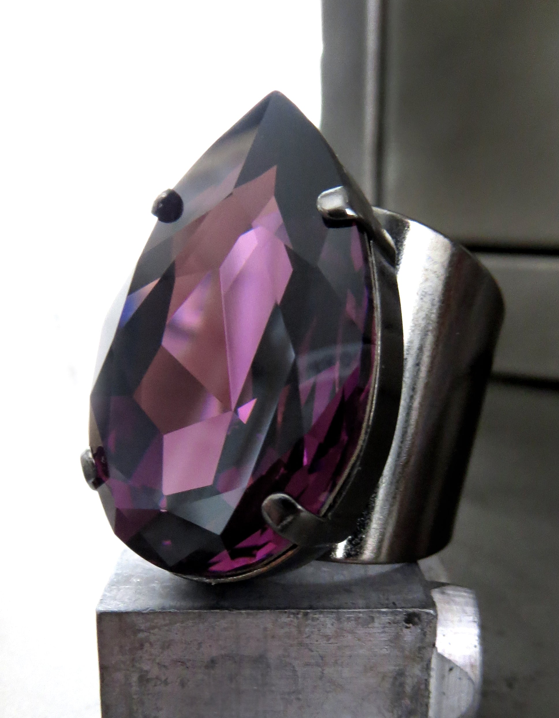 SORCERESS - Large Amethyst Purple Crystal Teardrop Ring