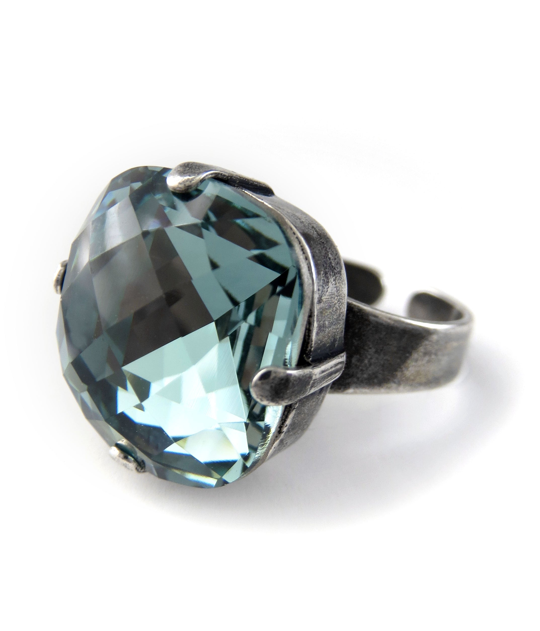 ATMOSPHERE - Slate Blue Crystal Ring - 2 Crystal Size Options
