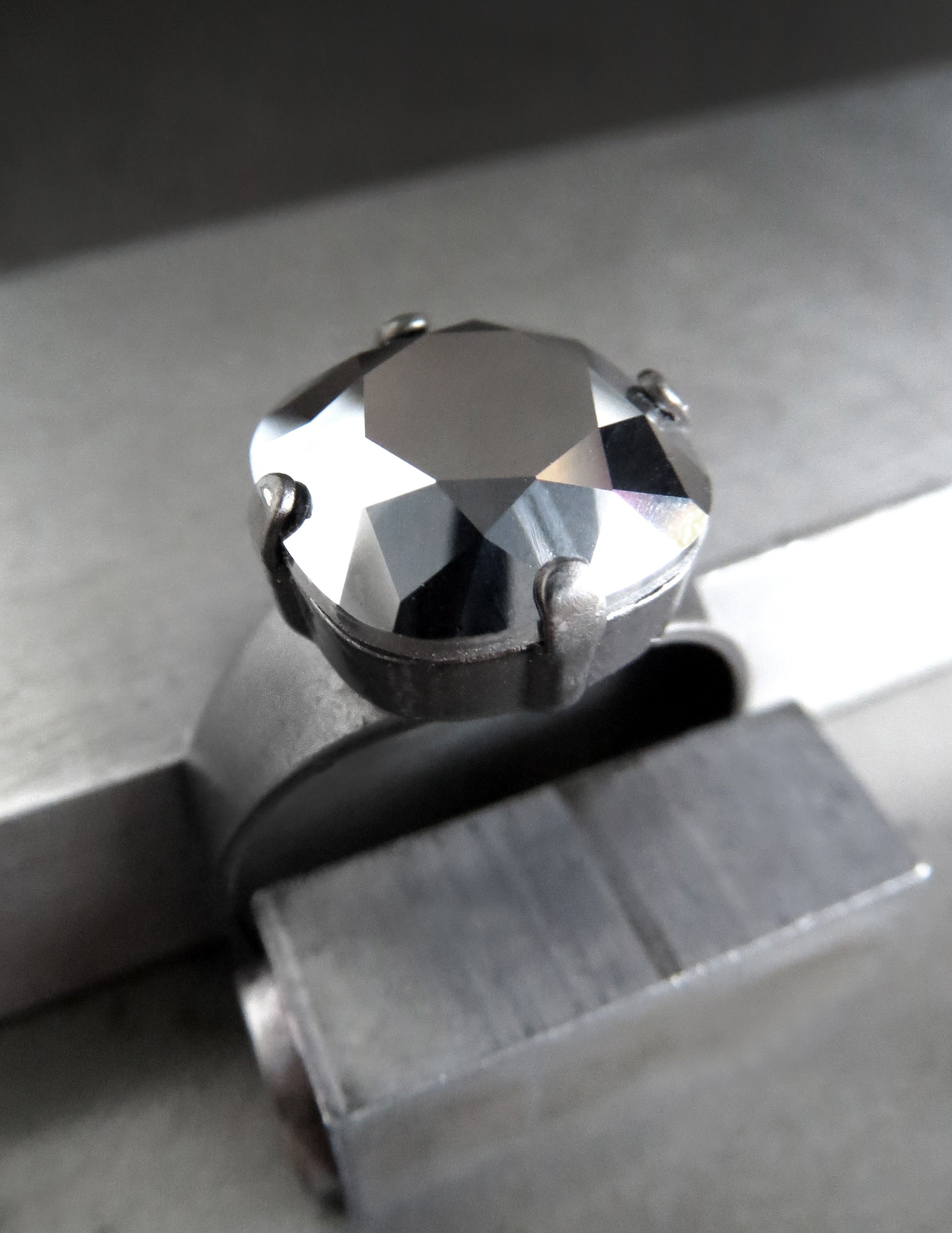 SALE - Metallic Silver Crystal Chrome Ring