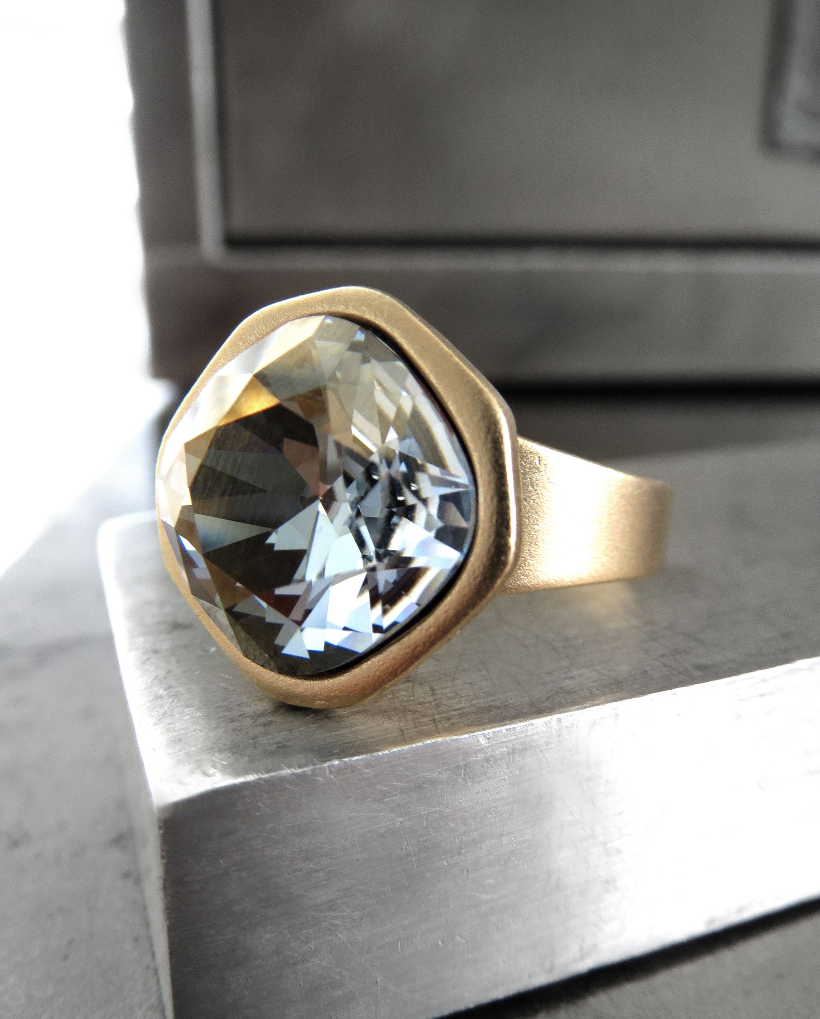 AFTER THE STORM Crystal Ring - Matte Gold
