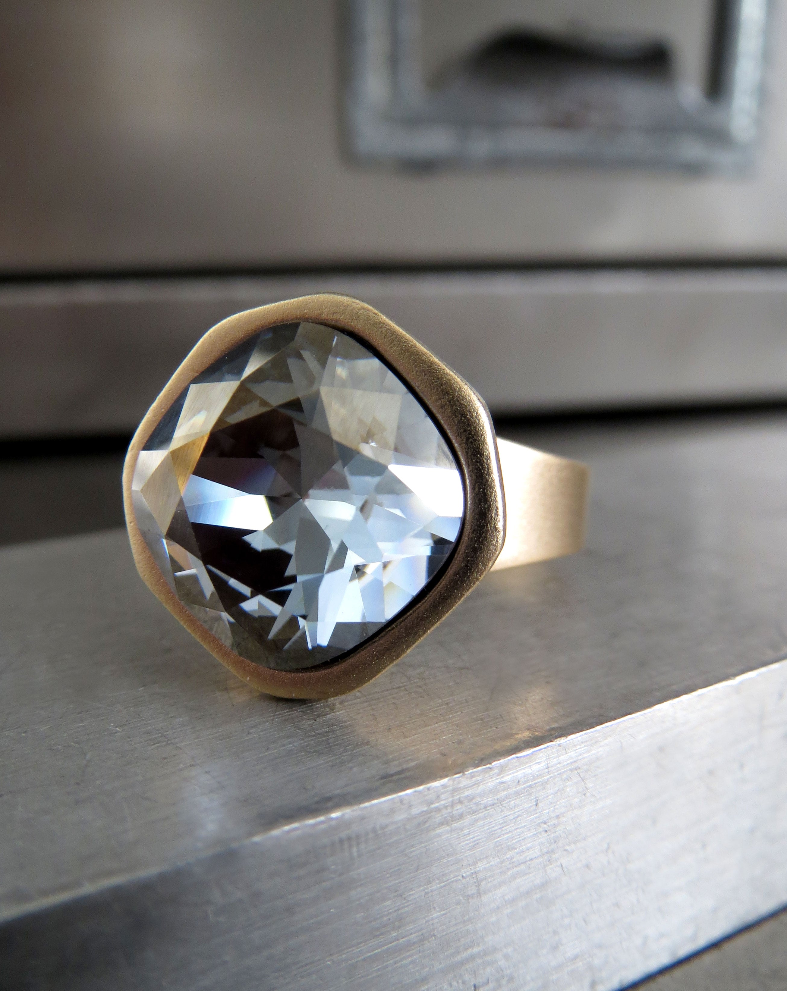 AFTER THE STORM Crystal Ring - Matte Gold