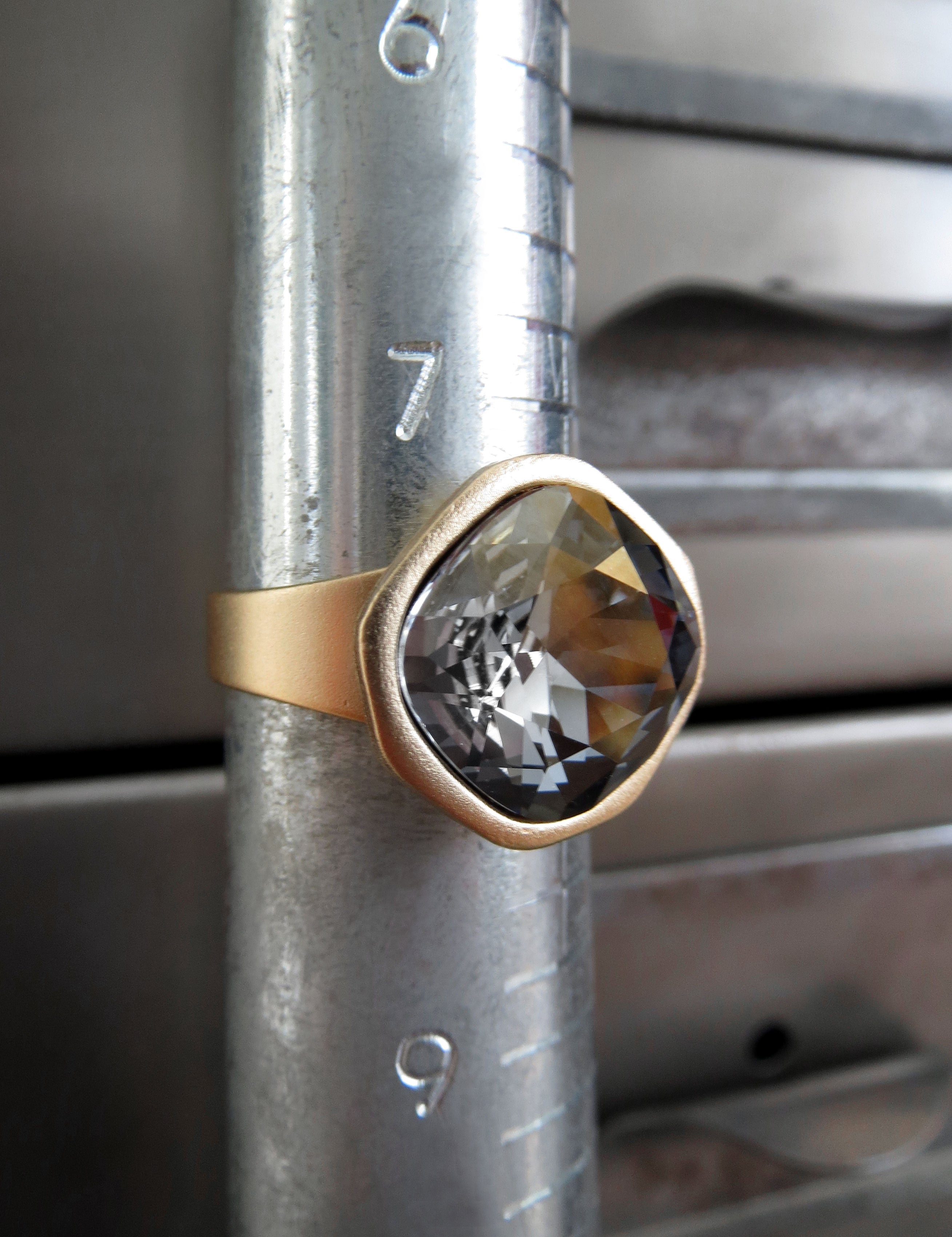 AFTER THE STORM Crystal Ring - Matte Gold