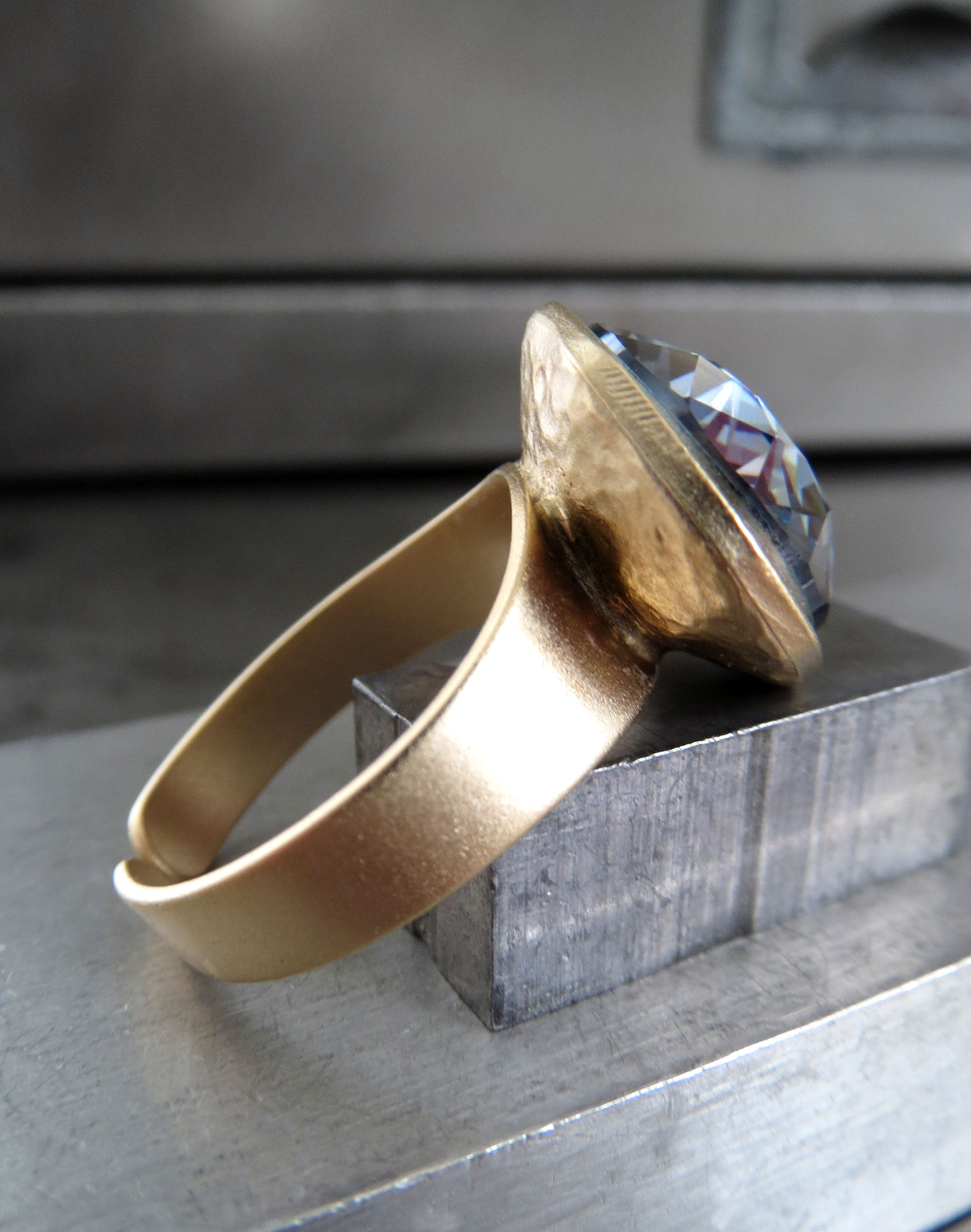 AFTER THE STORM Crystal Ring - Matte Gold