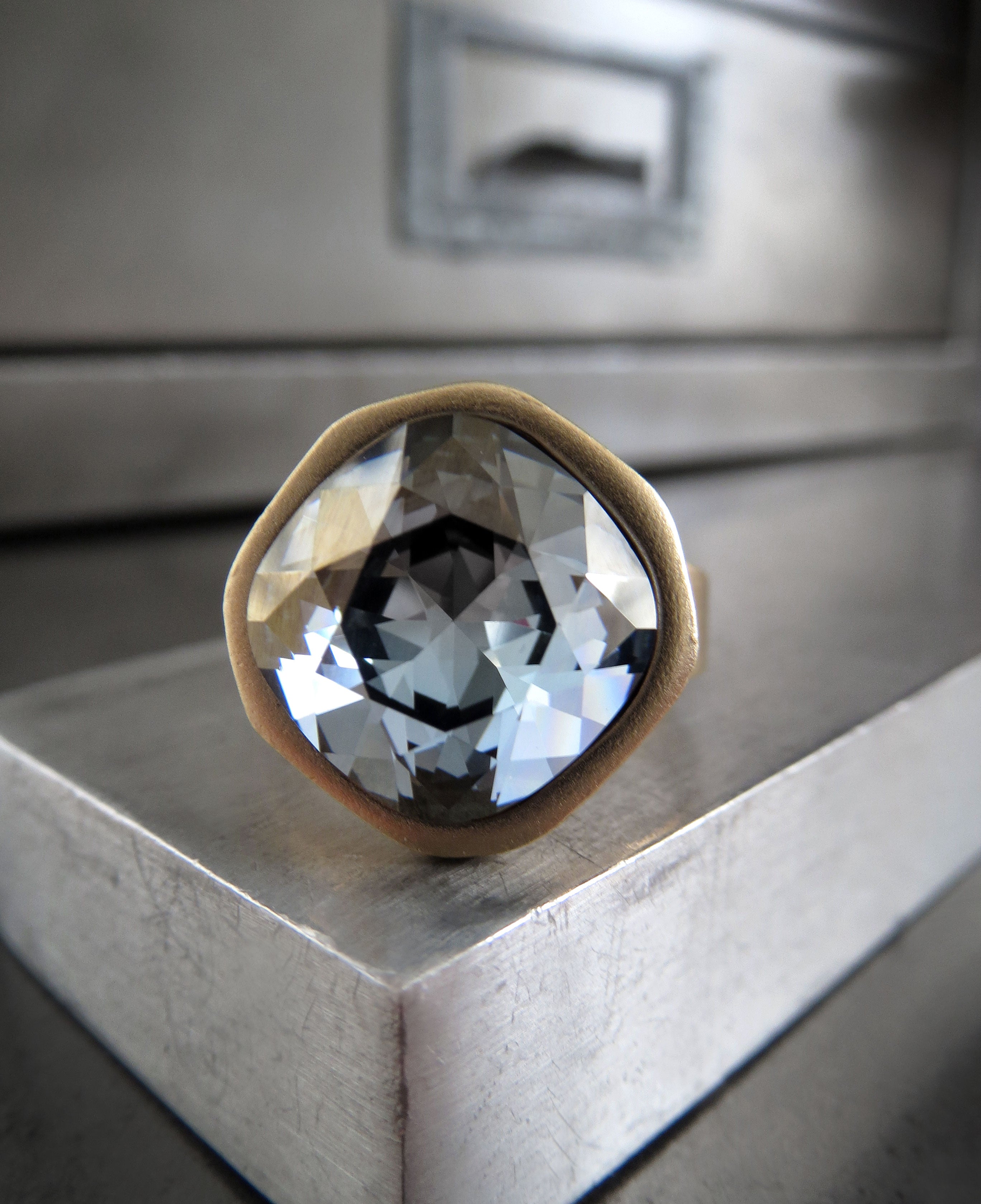 AFTER THE STORM Crystal Ring - Matte Gold