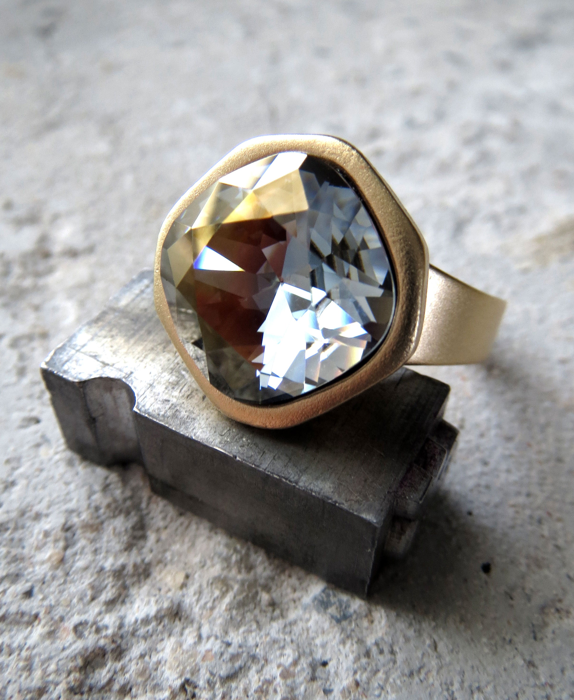 AFTER THE STORM Crystal Ring - Matte Gold