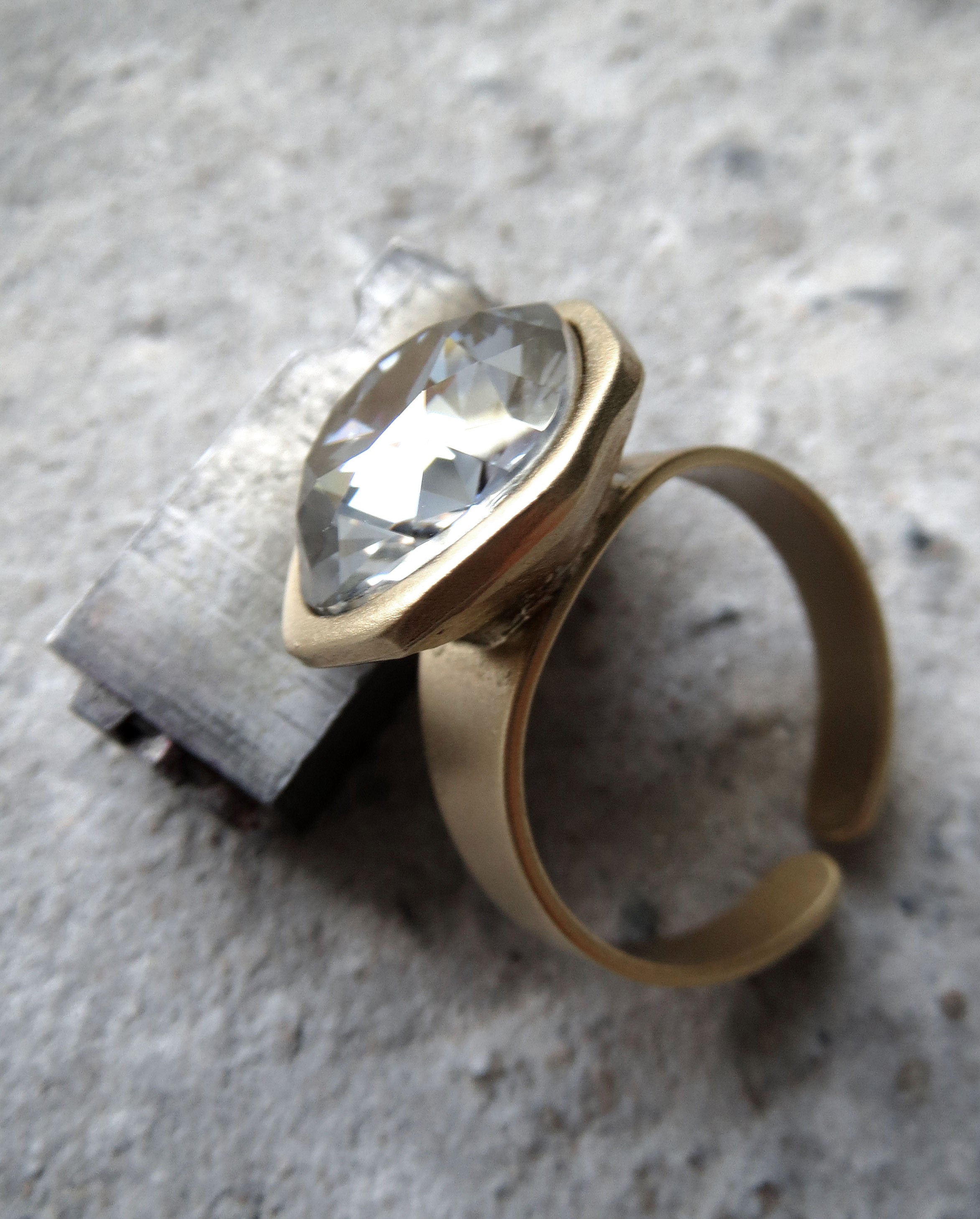 AFTER THE STORM Crystal Ring - Matte Gold