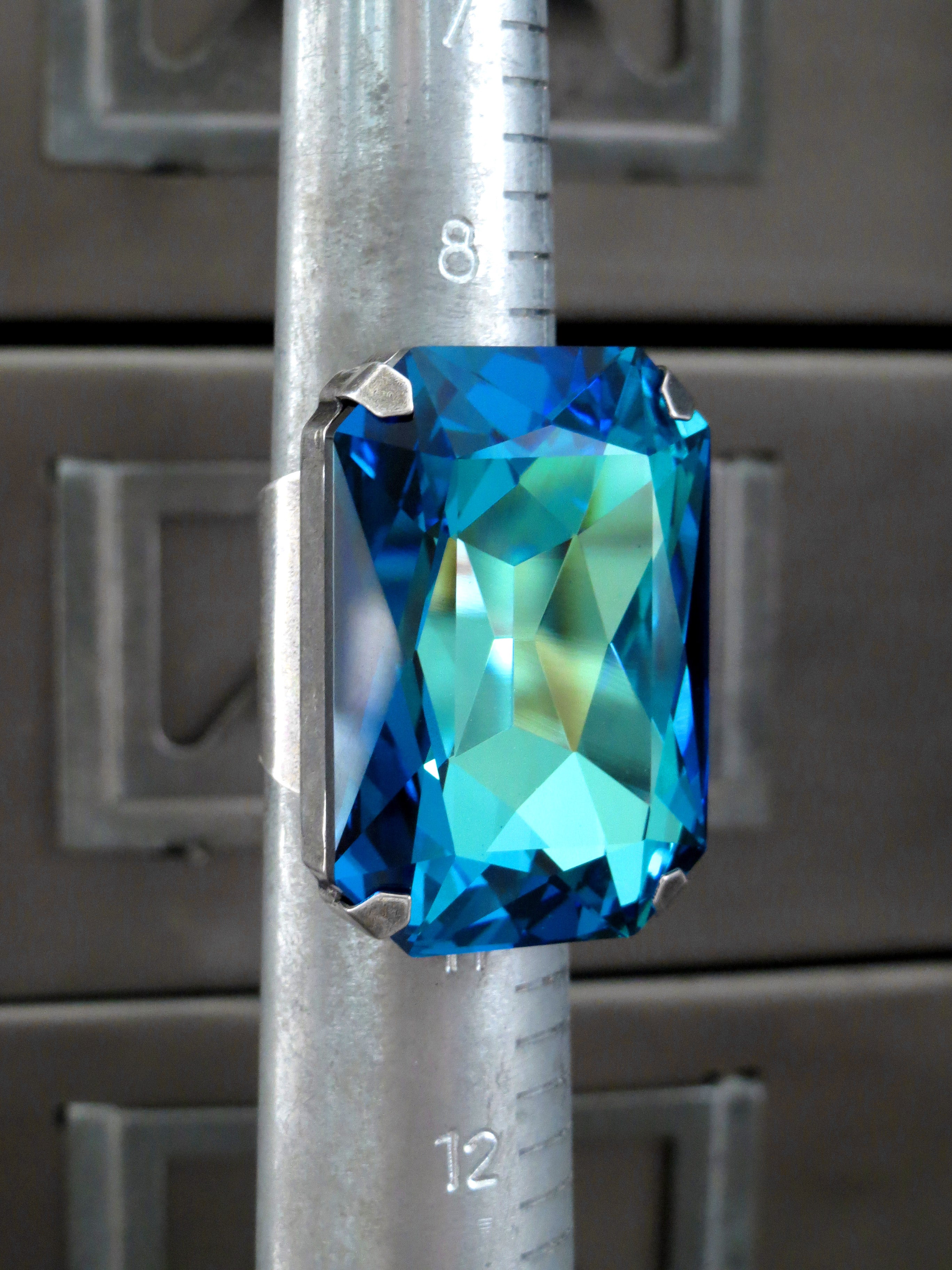 MYSTIC MERMAID - Large Aqua Blue Crystal Ring - Two Sizes
