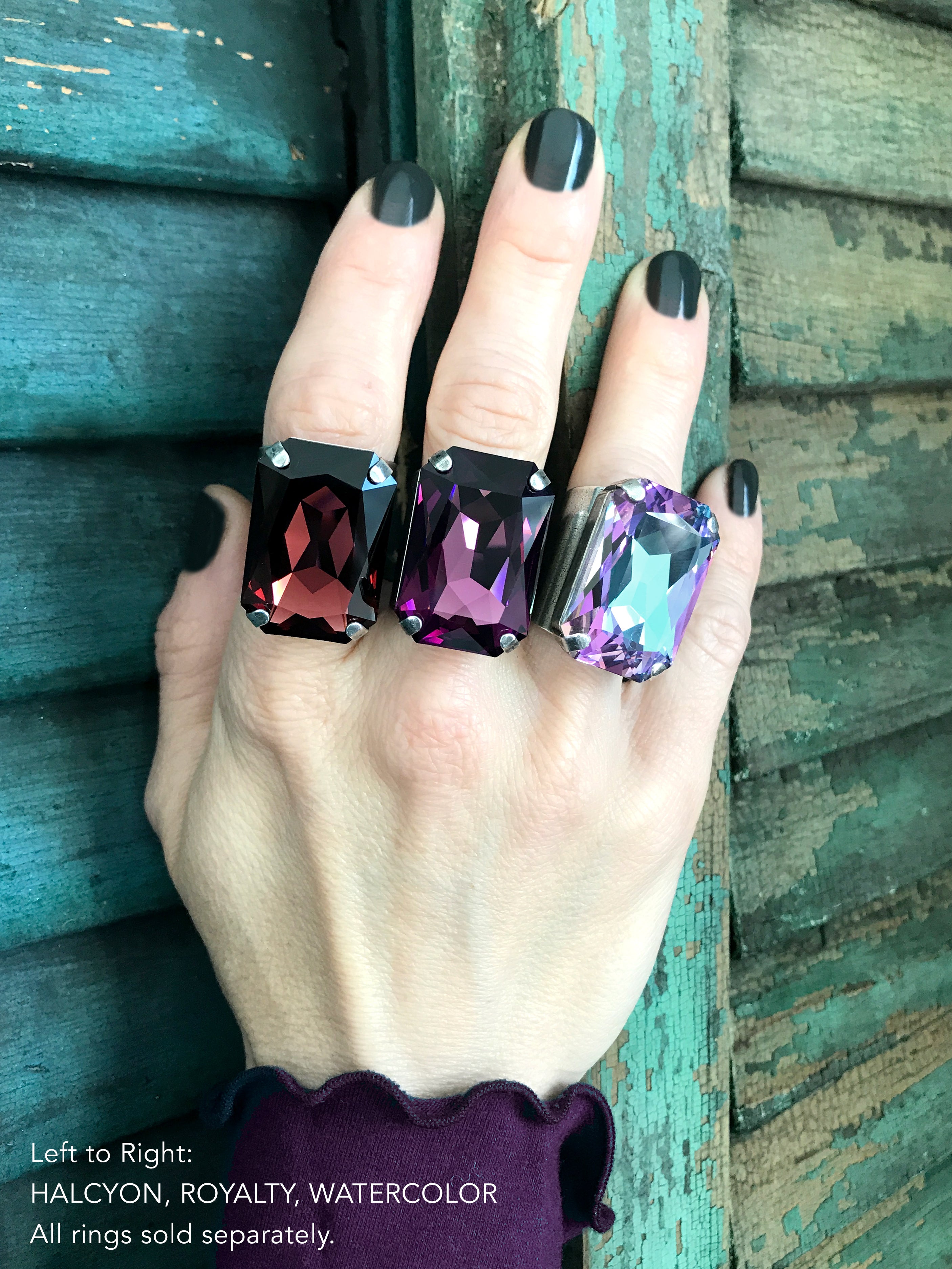 HALCYON - Earthy Burgundy Crystal Ring - Antiqued Silver