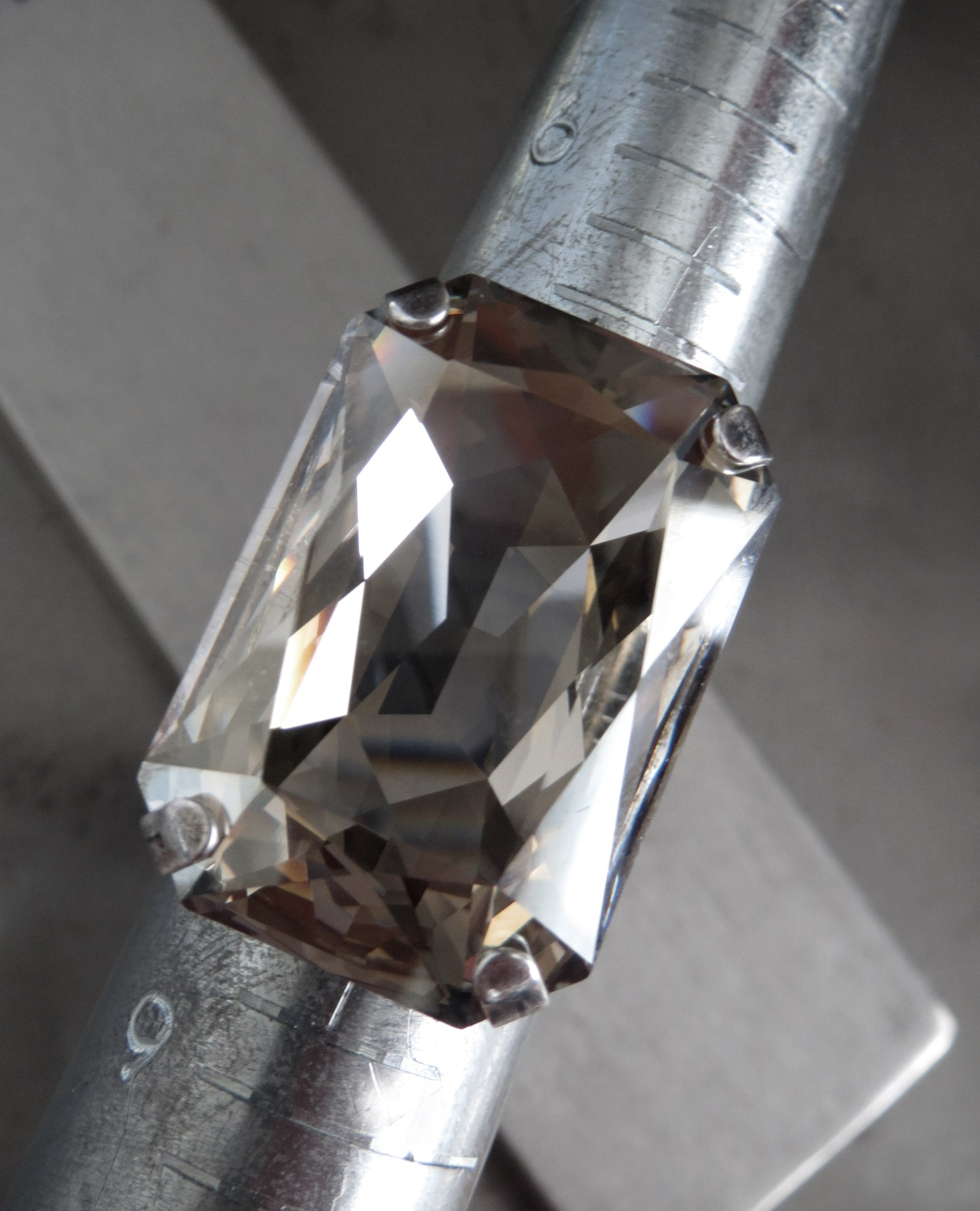 SHADOW - Large Rectangle Black Diamond Crystal Ring