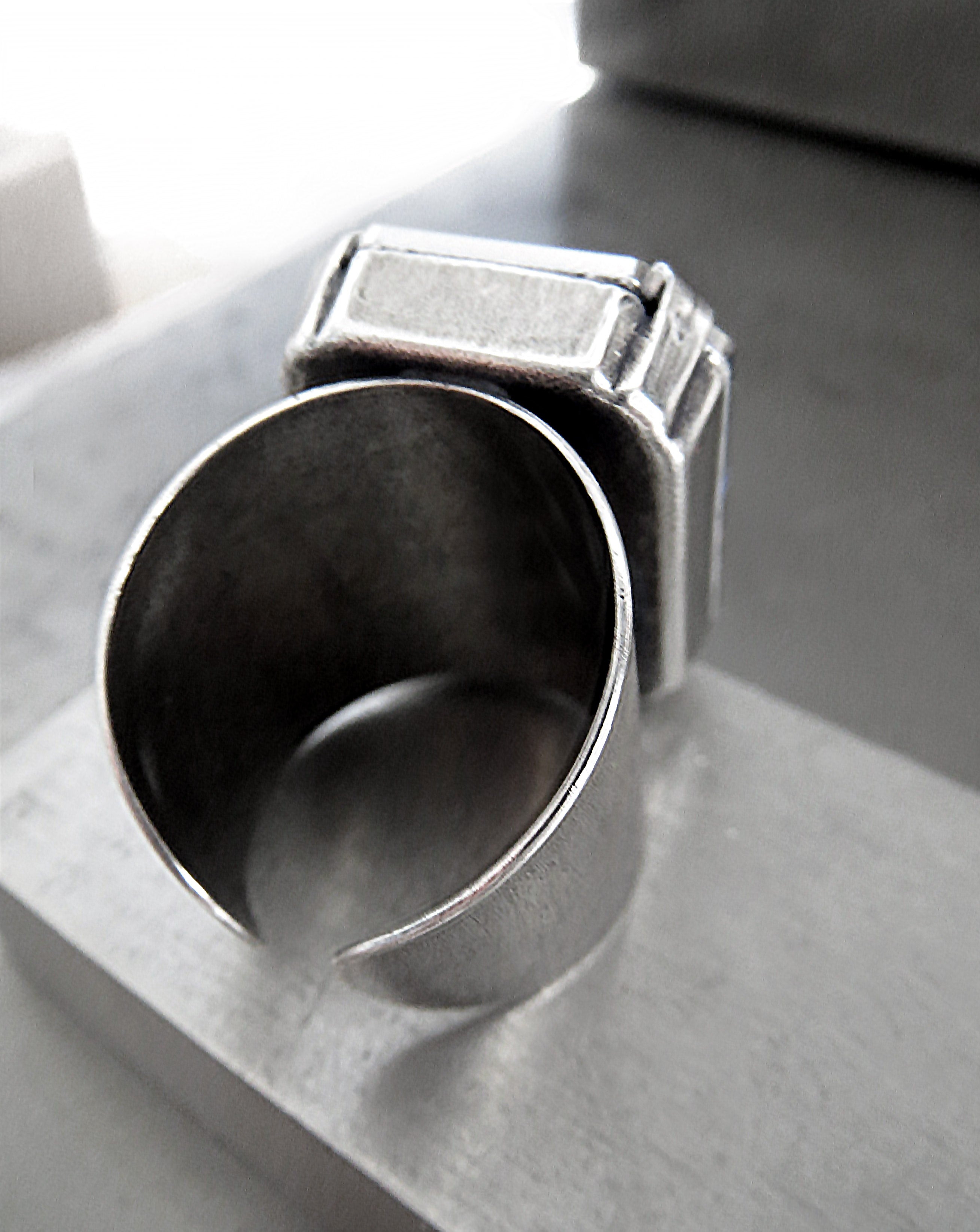 HALCYON - Earthy Burgundy Crystal Ring - Antiqued Silver