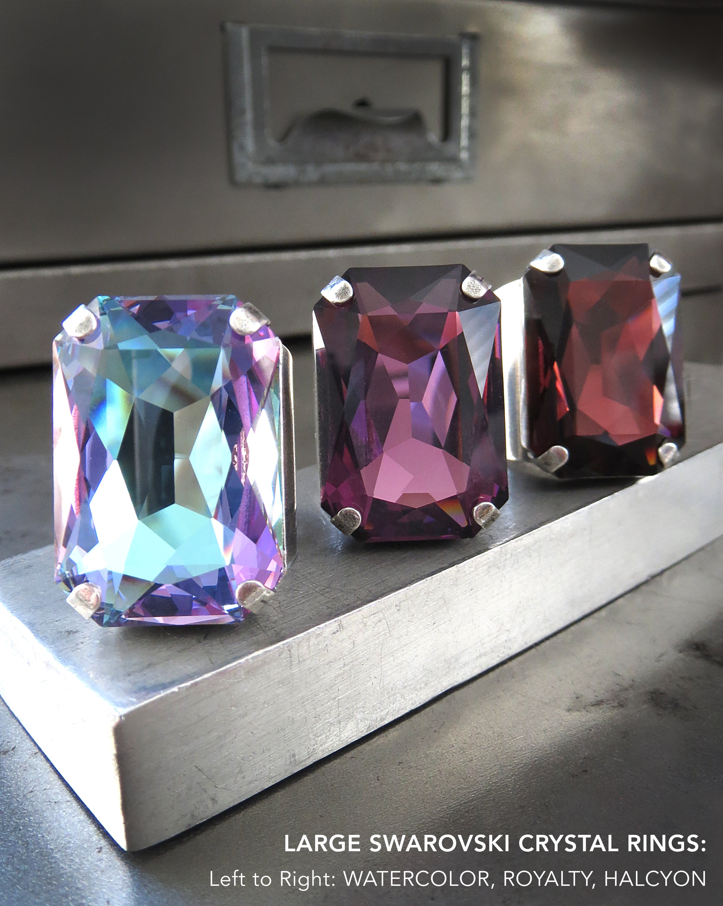 HALCYON - Earthy Burgundy Crystal Ring - Antiqued Silver
