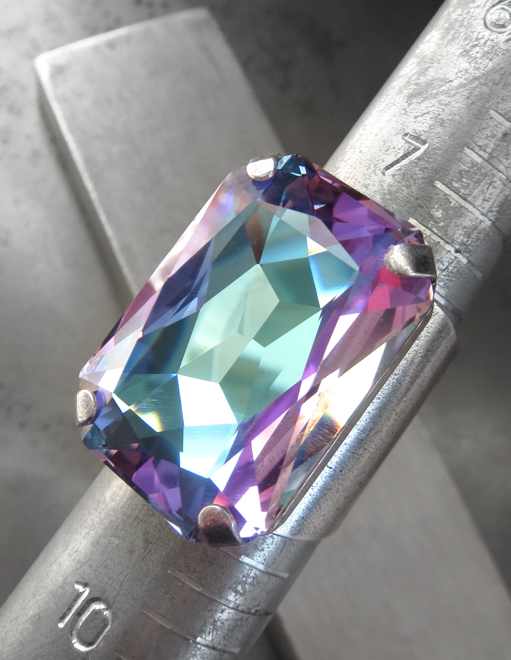 WATERCOLOR - Large Crystal Ring in Romantic Pastels