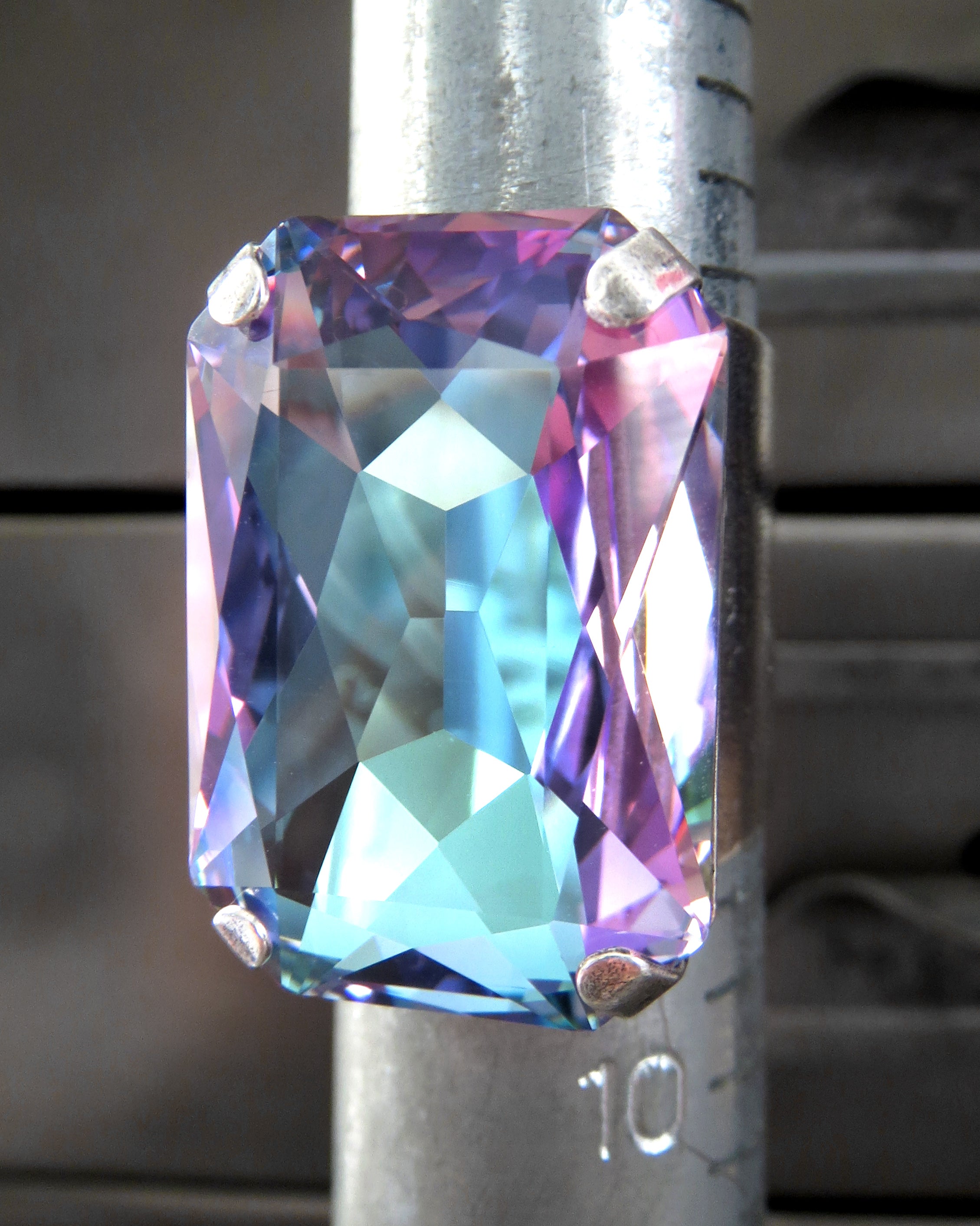 WATERCOLOR - Large Crystal Ring in Romantic Pastels