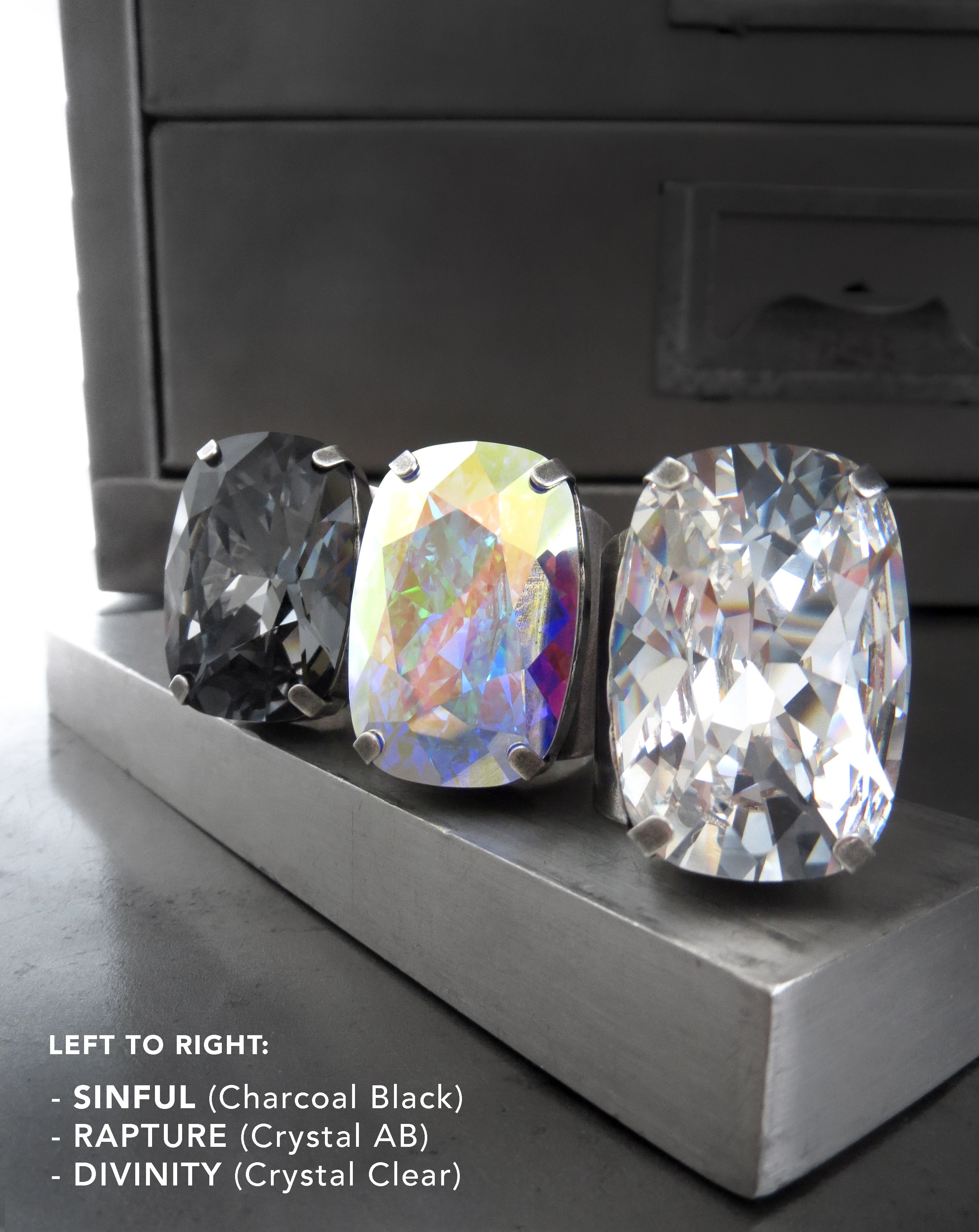 RAPTURE - Large Crystal Cocktail Ring in Crystal AB