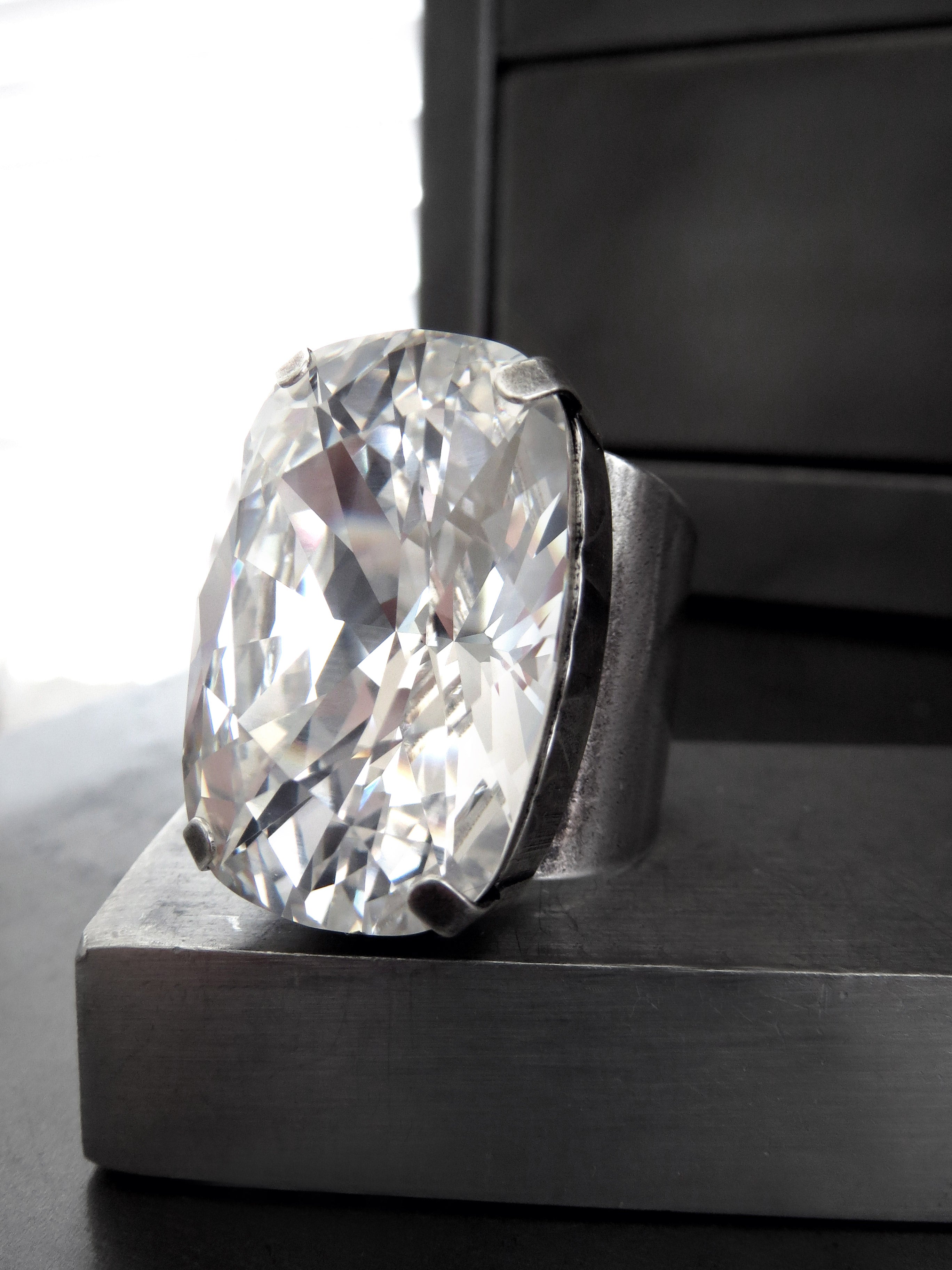 DIVINITY - Extra Large Clear Crystal Cocktail Ring
