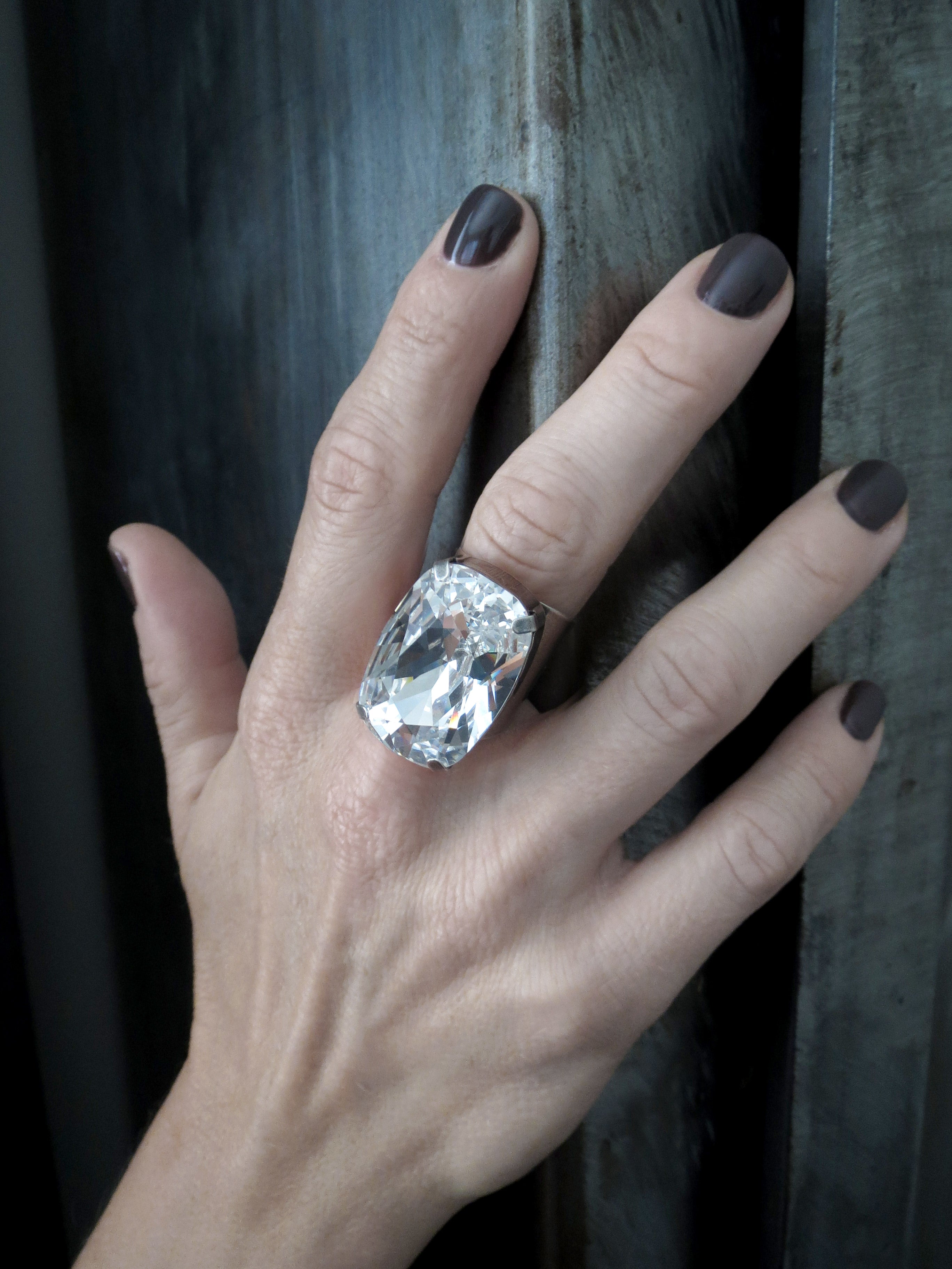 DIVINITY - Extra Large Clear Crystal Cocktail Ring