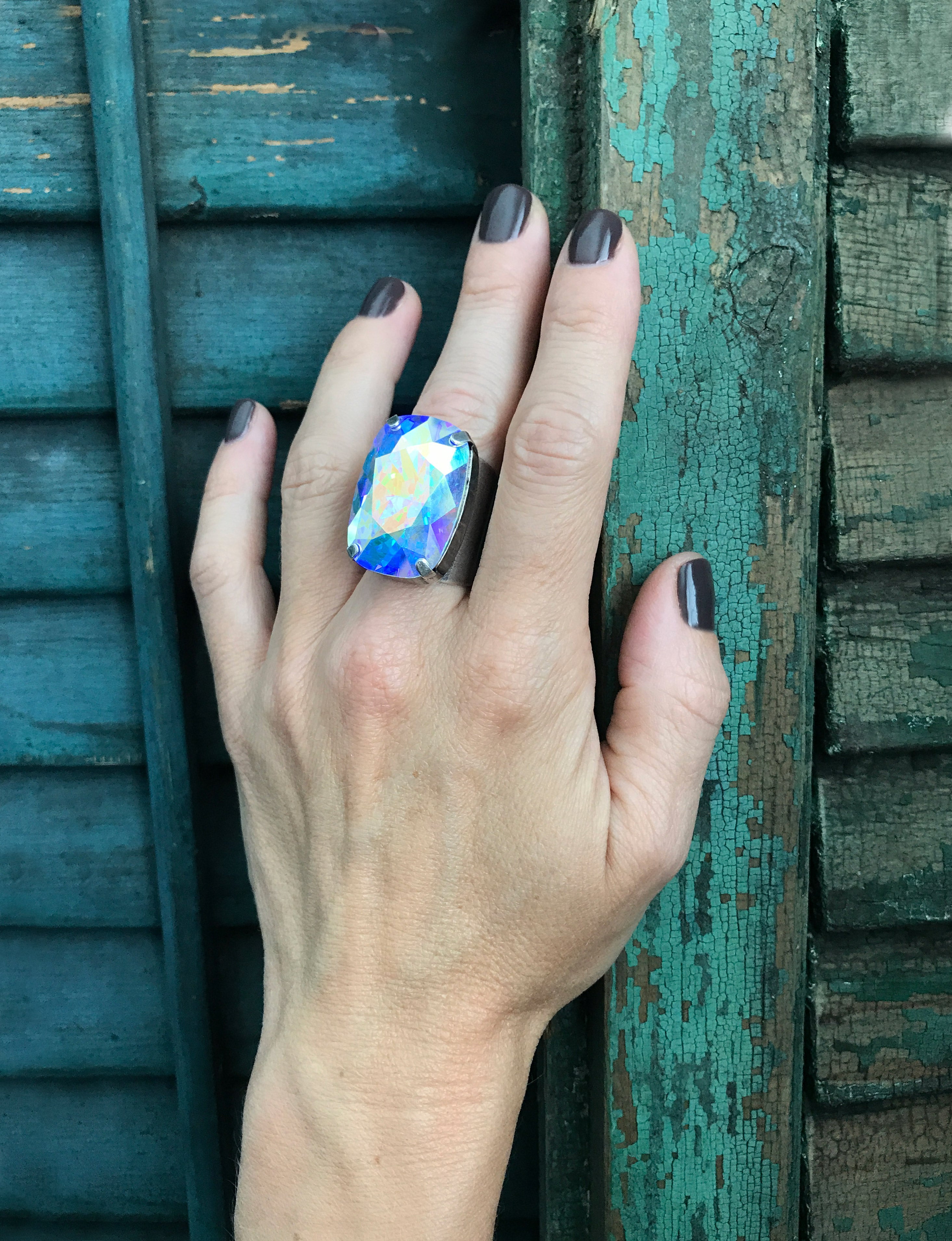 RAPTURE - Large Crystal Cocktail Ring in Crystal AB