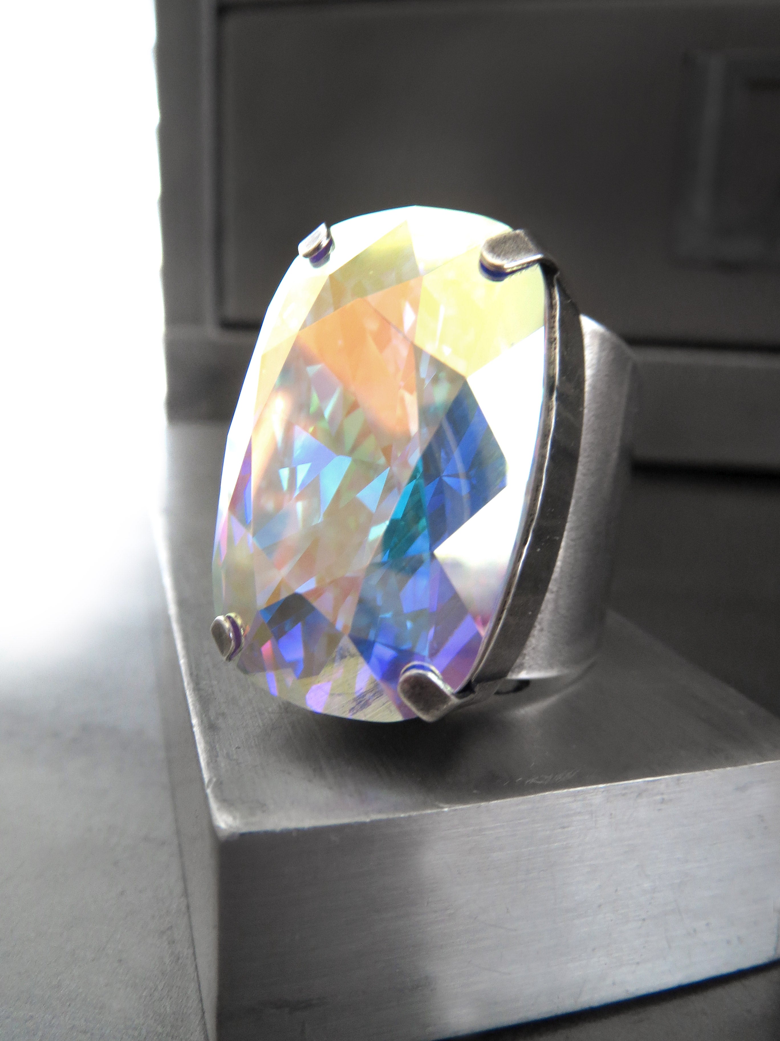 RAPTURE - Large Crystal Cocktail Ring in Crystal AB