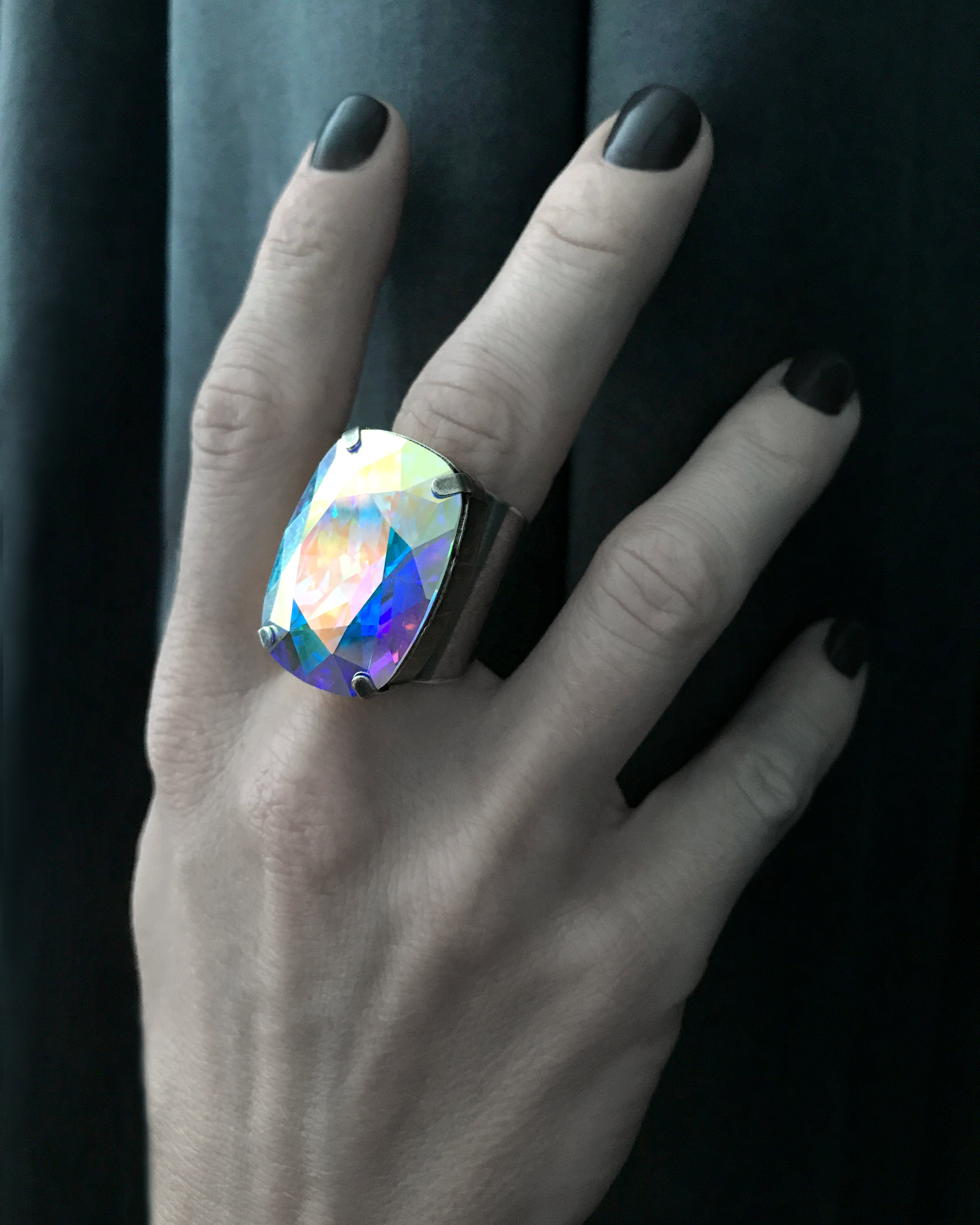 RAPTURE - Large Crystal Cocktail Ring in Crystal AB