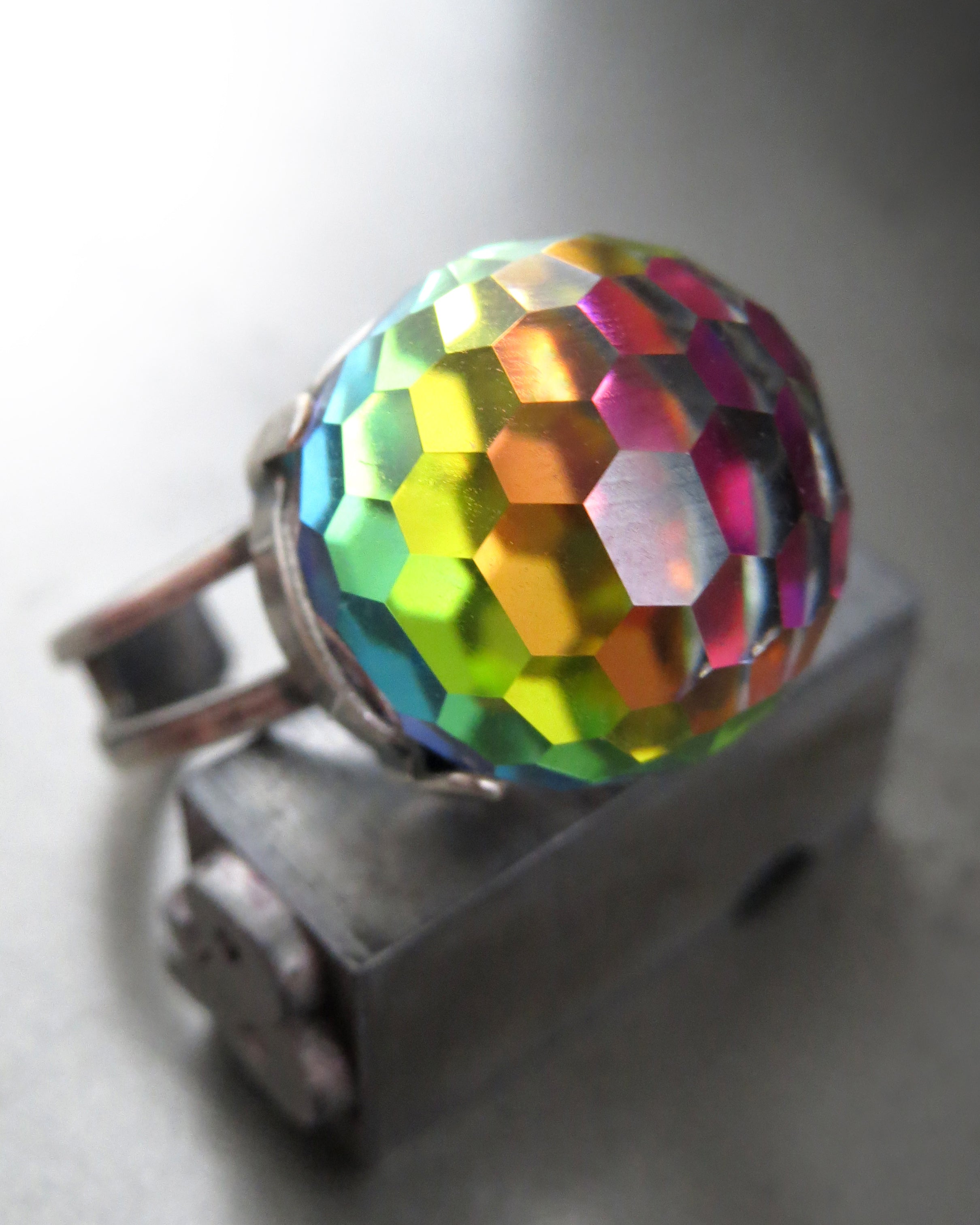 RAINBOW DISCO V2 - Vintage Crystal Ball Ring - LGBTQ+