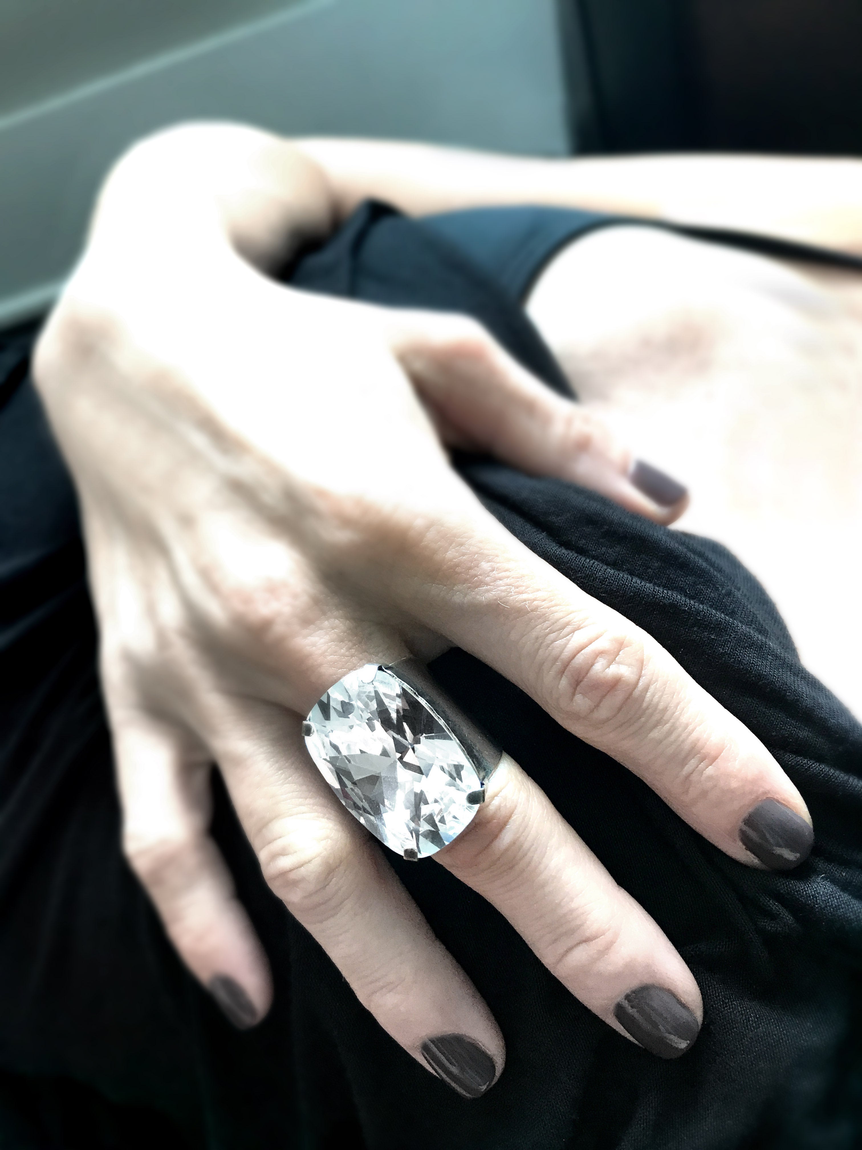 DIVINITY - Extra Large Clear Crystal Cocktail Ring