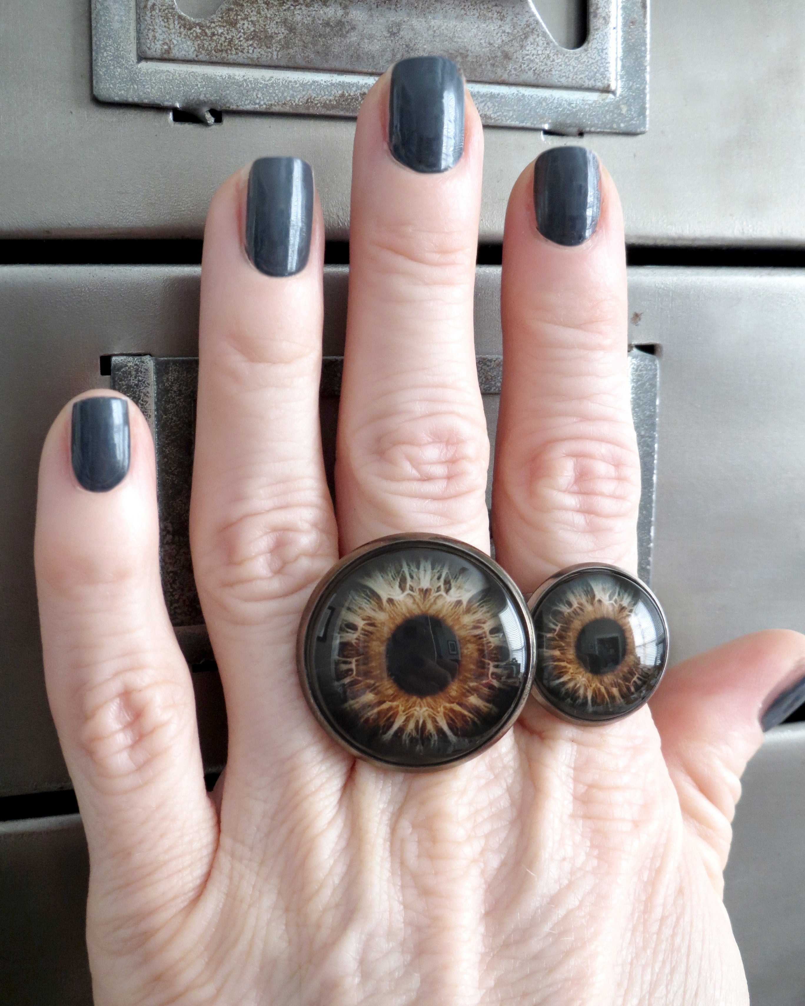 Halloween Eyeball Ring with Realistic Brown Eye - Two Sizes