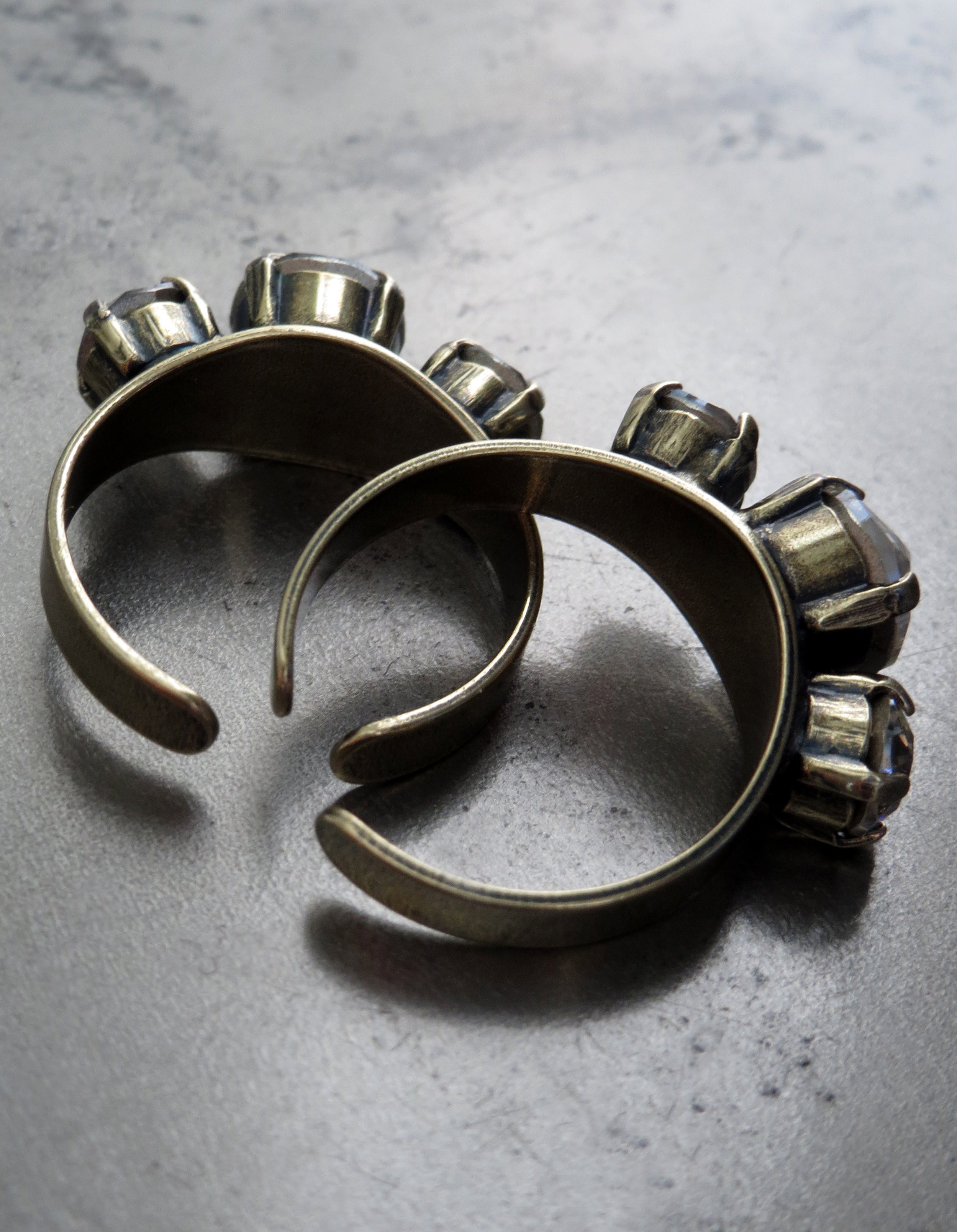 PROHIBITION: Stacking Trio Crystal Rings with Choice of Metal Finishes