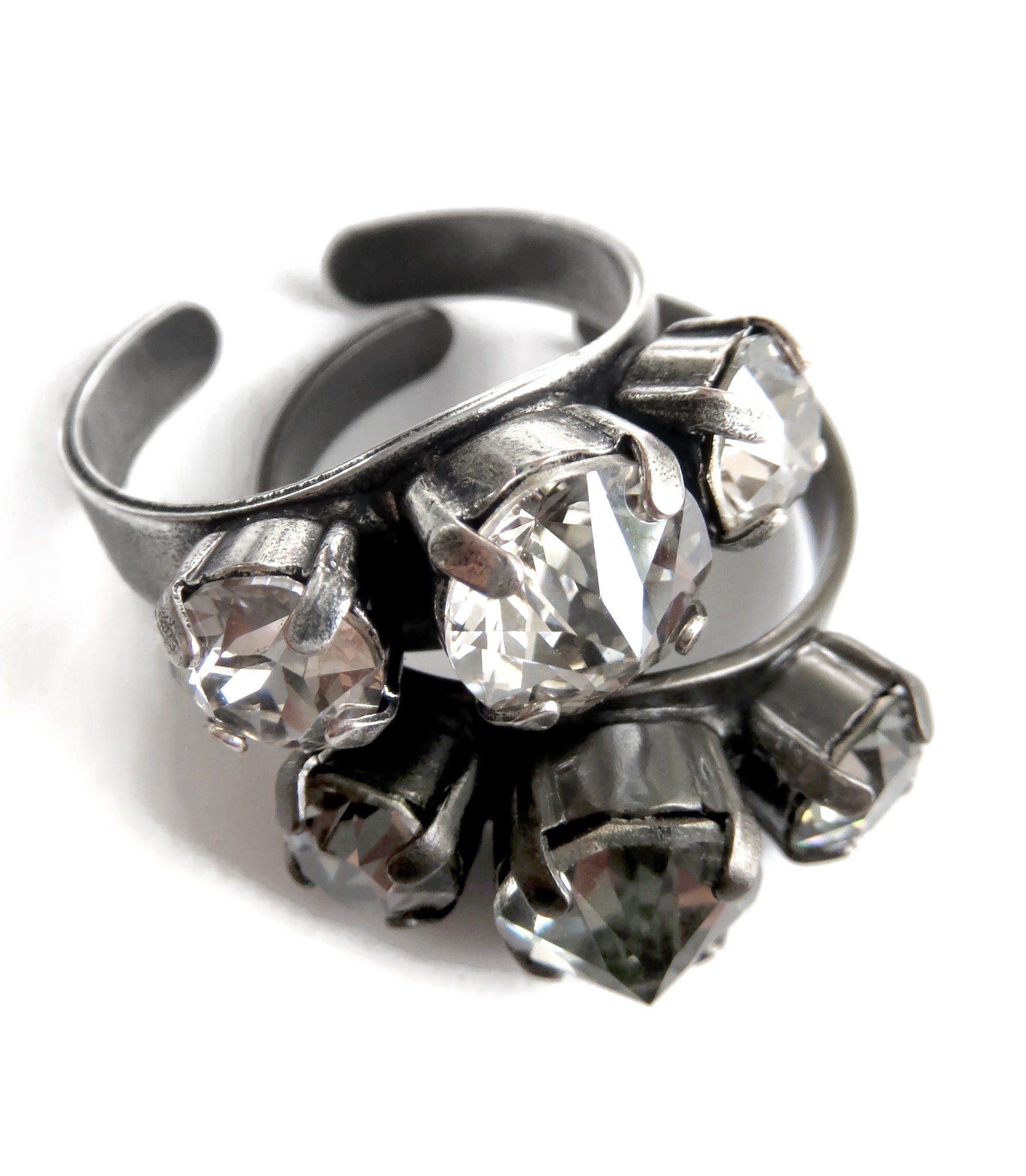 PROHIBITION: Stacking Trio Crystal Rings with Choice of Metal Finishes