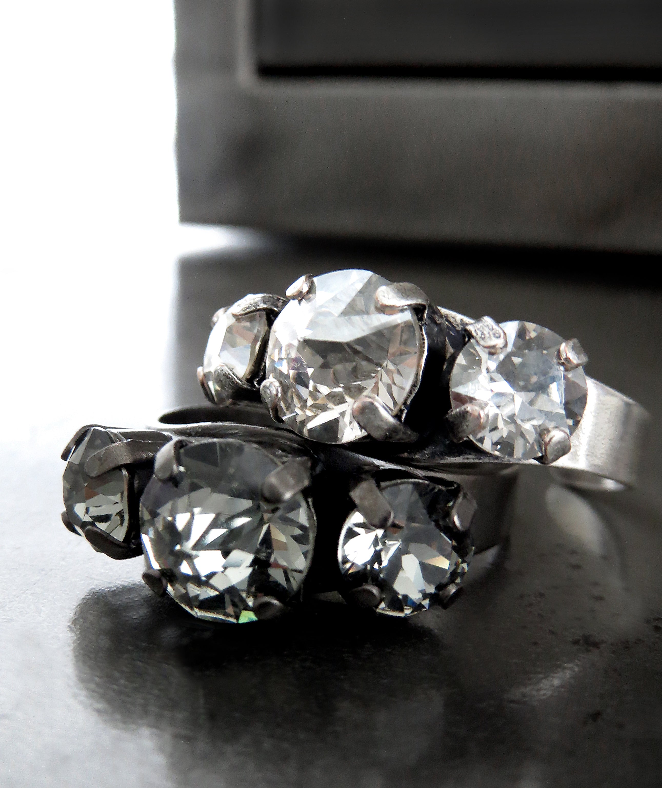 PROHIBITION: Stacking Trio Crystal Rings with Choice of Metal Finishes