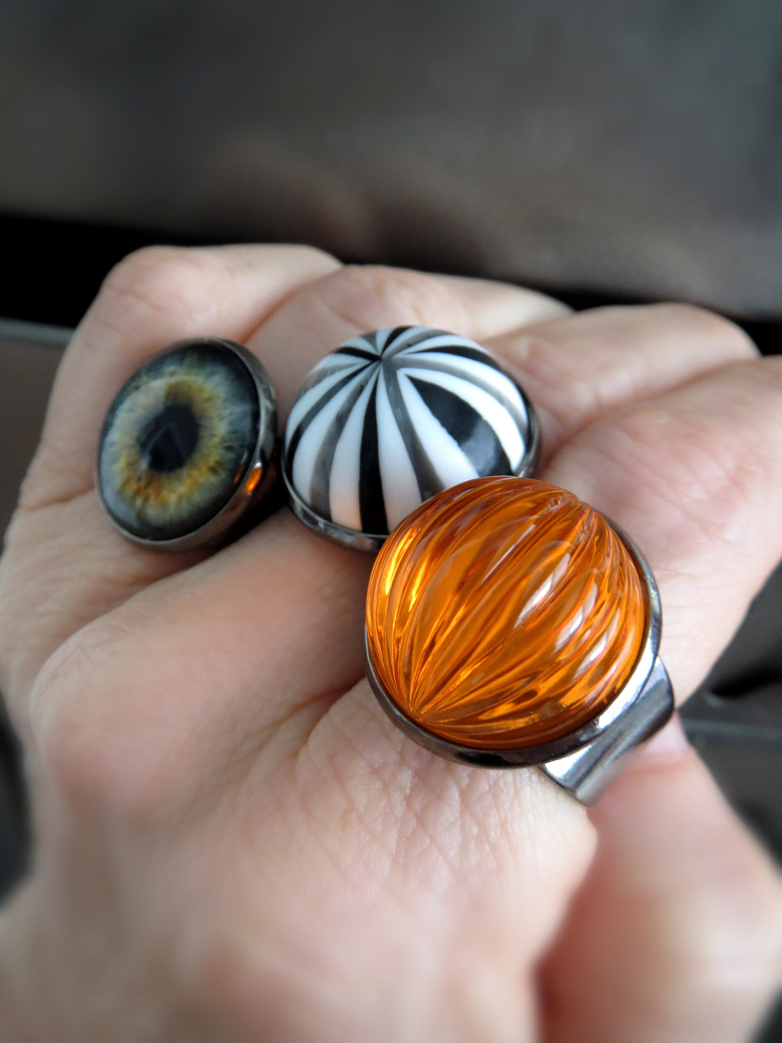 Brilliant Orange Goth Halloween Pumpkin Ring