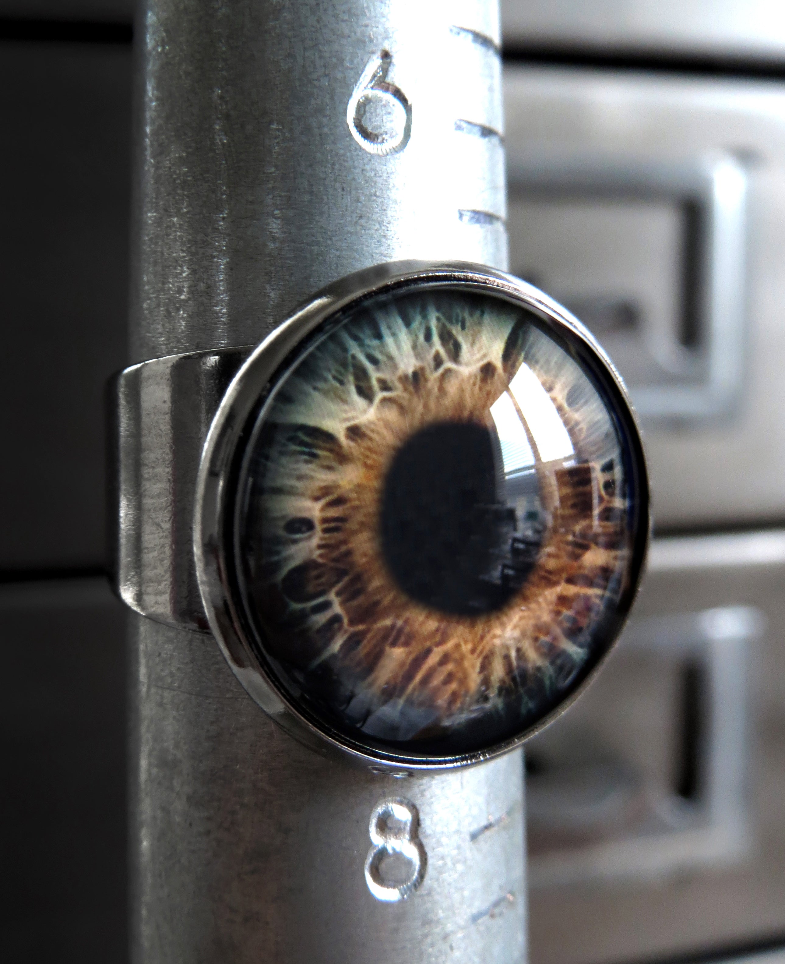 Halloween Eyeball Ring with Realistic Brown Eye - Two Sizes