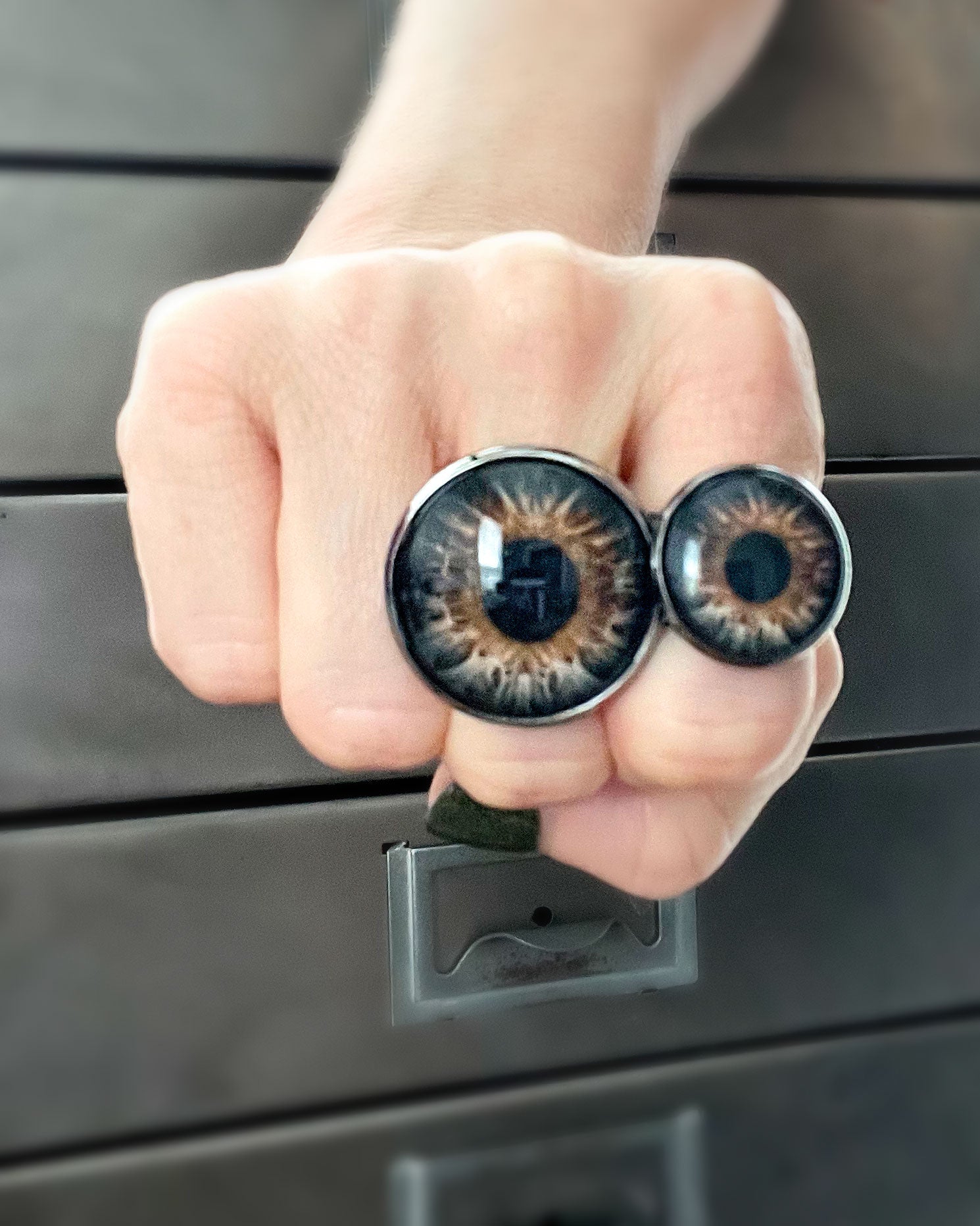 Halloween Eyeball Ring with Realistic Brown Eye - Two Sizes