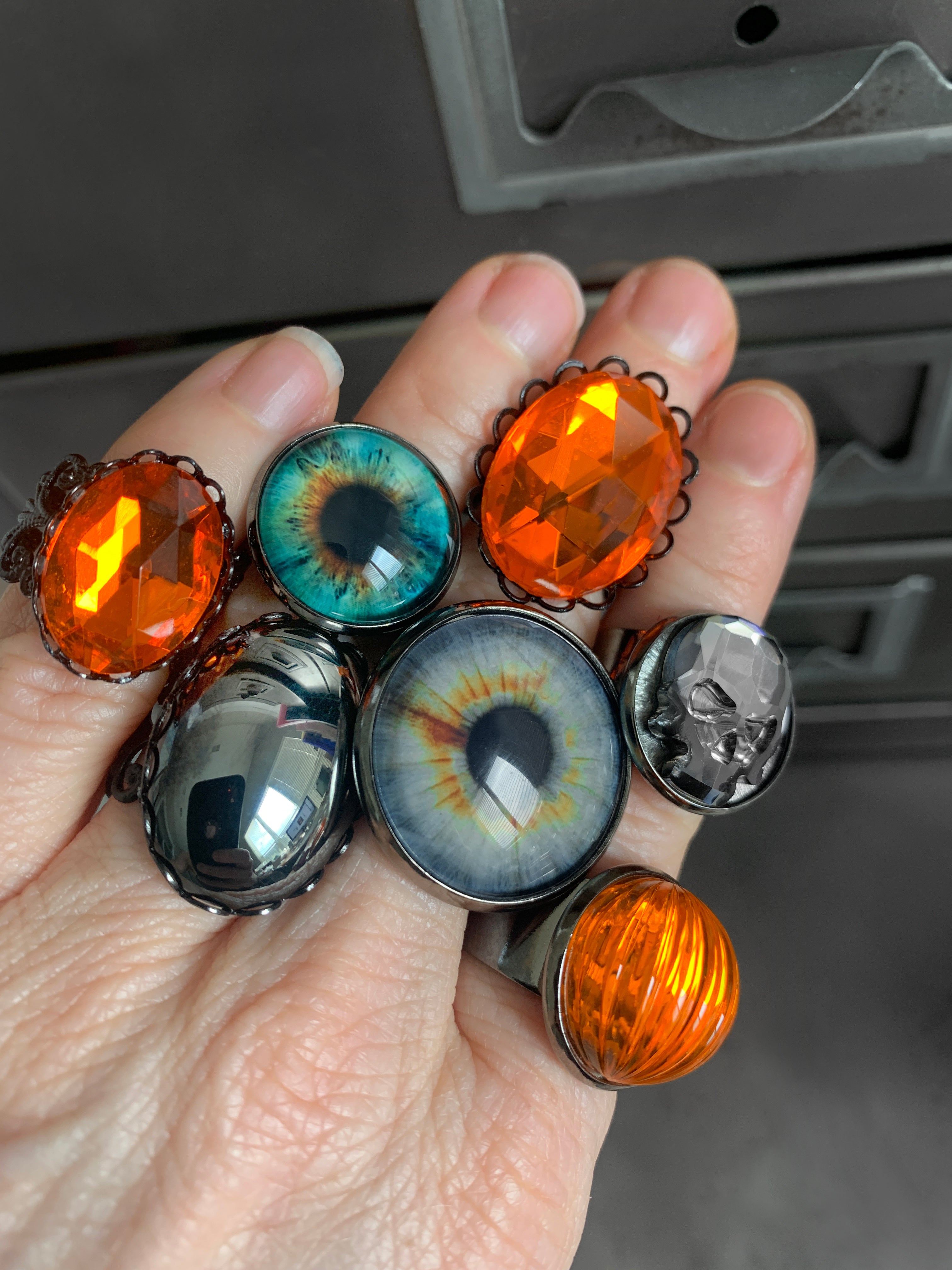 Gothic Bright Orange Halloween Pumpkin Ring - Two Sizes