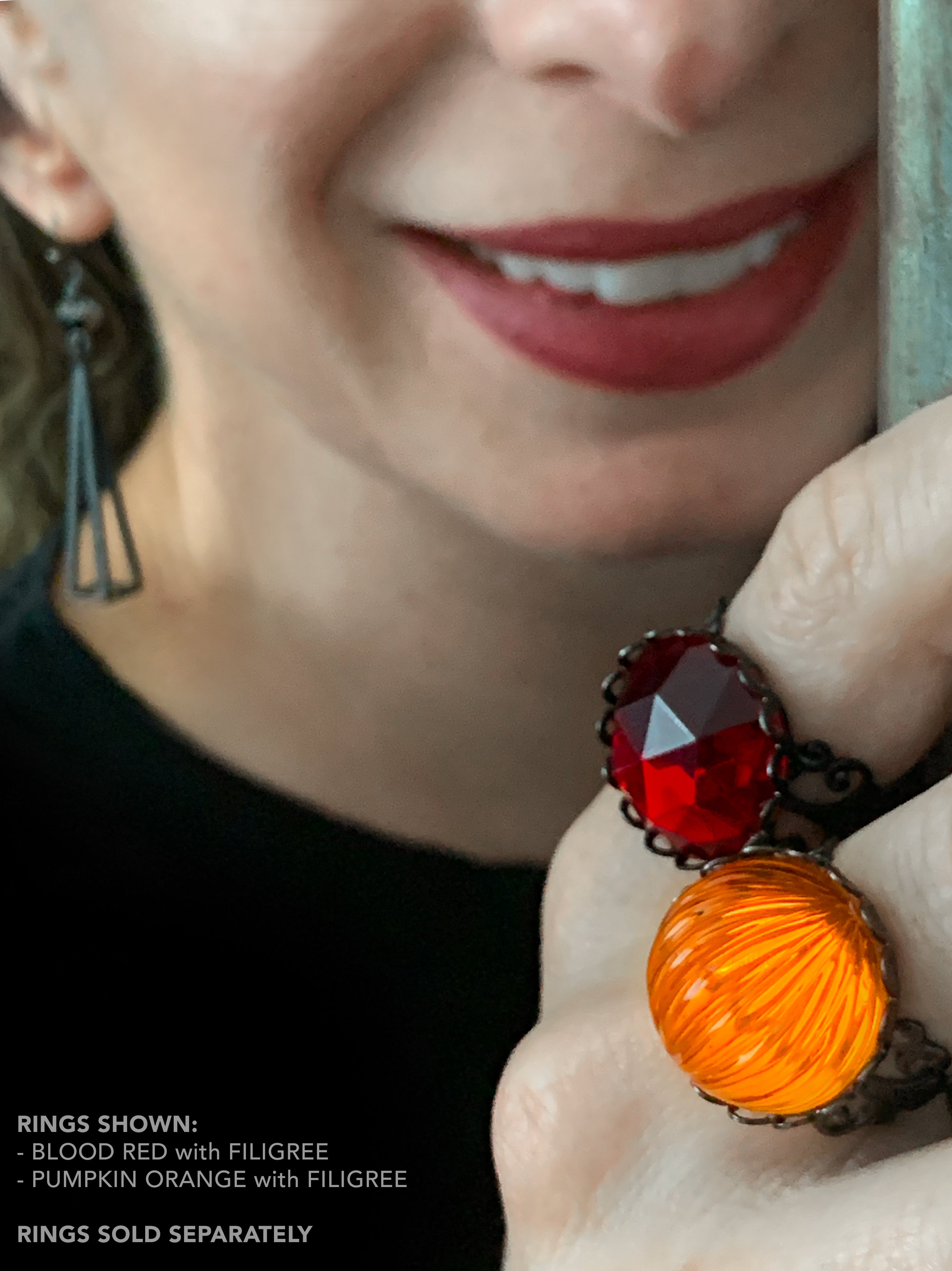 Brilliant Orange Goth Halloween Pumpkin Ring