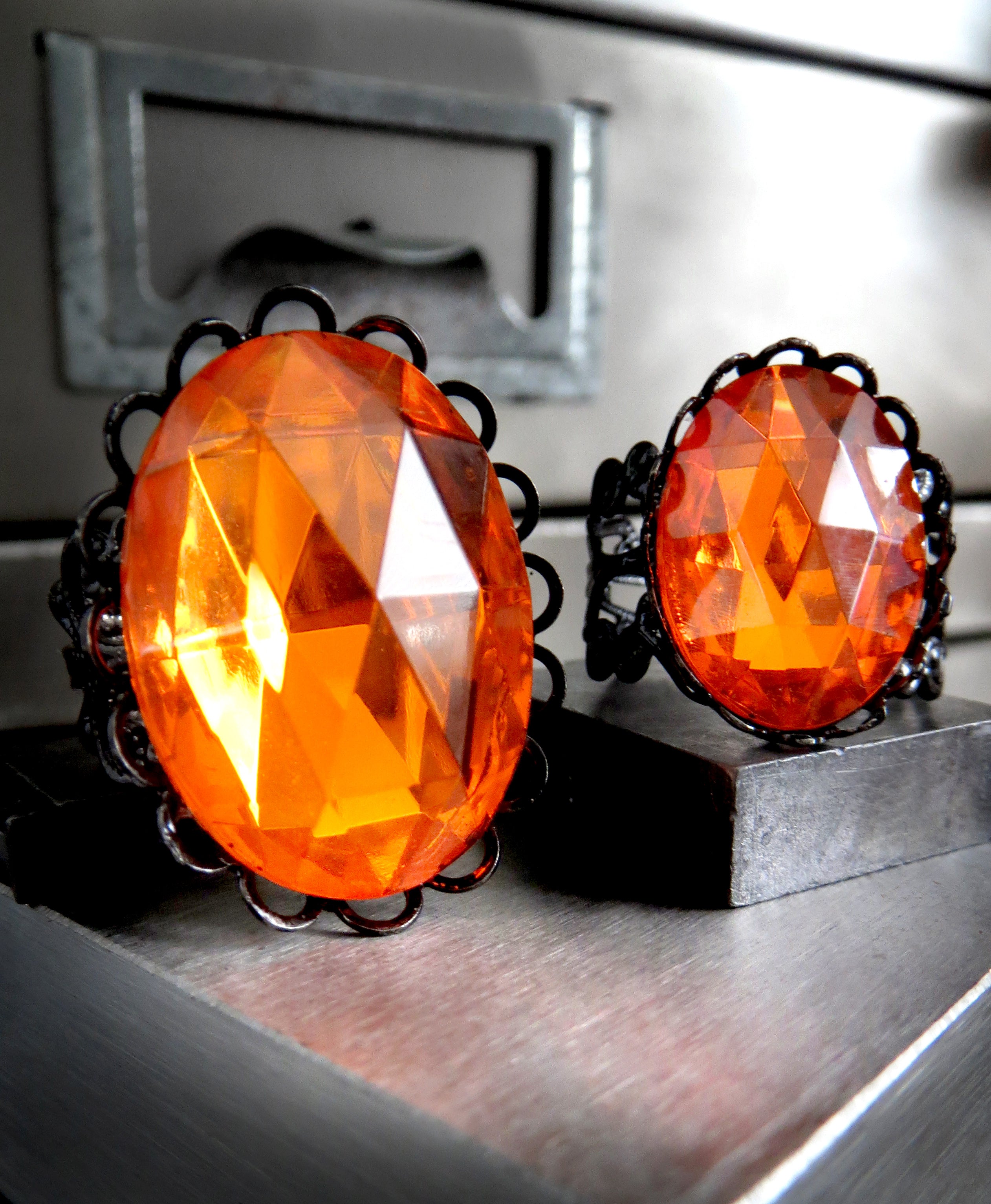 Gothic Bright Orange Halloween Pumpkin Ring - Two Sizes
