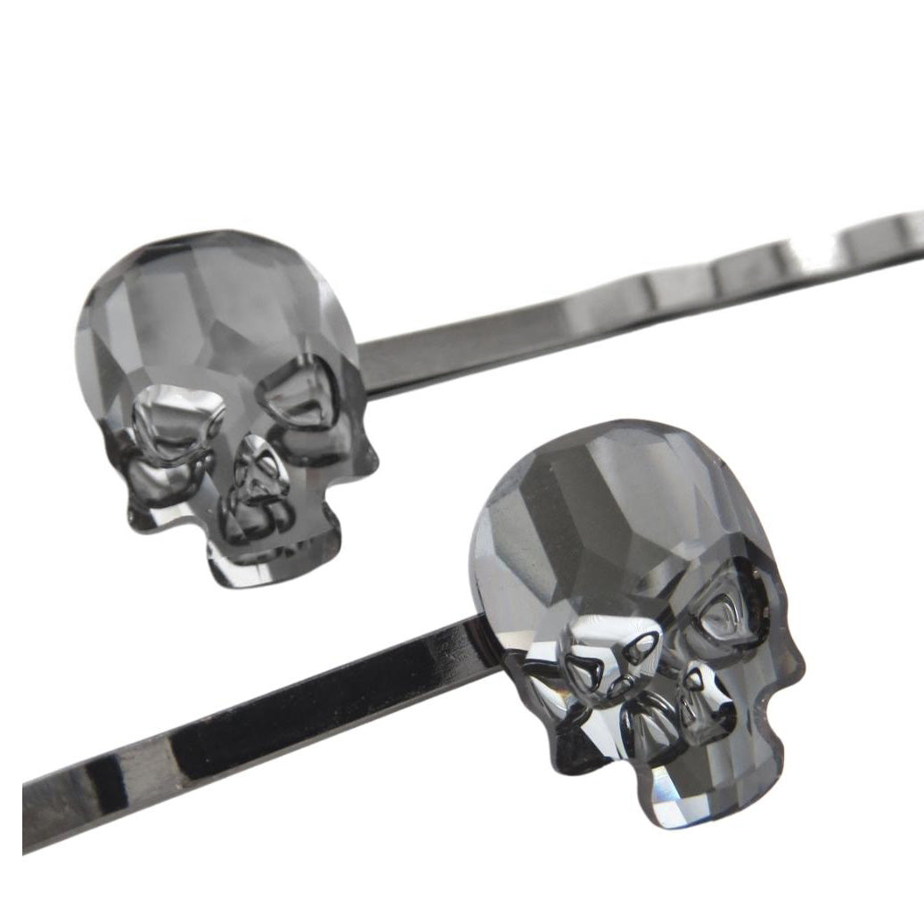 Crystal Skull Bobby Hair Pins - Black Night, Set of 2