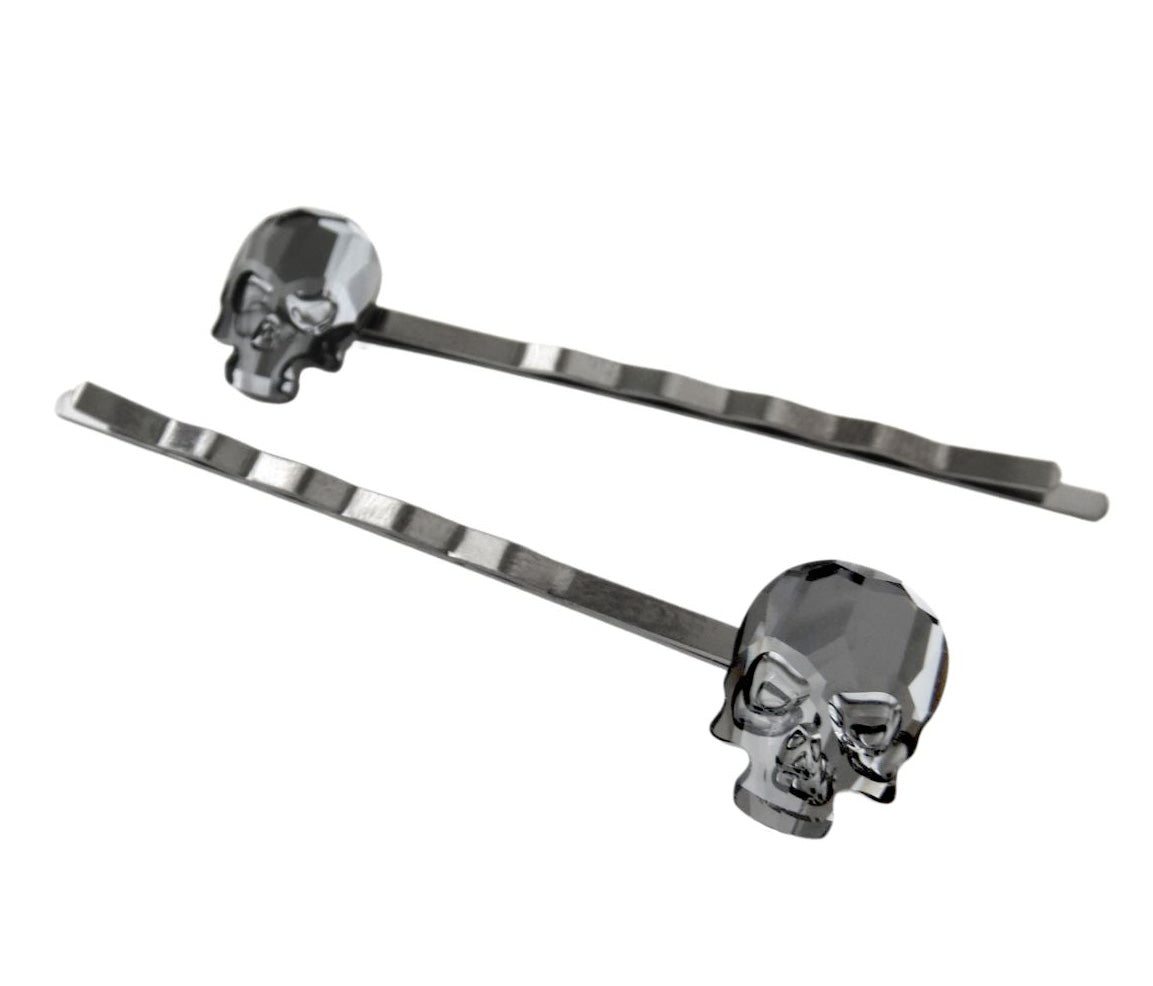 Crystal Skull Bobby Hair Pins - Black Night, Set of 2