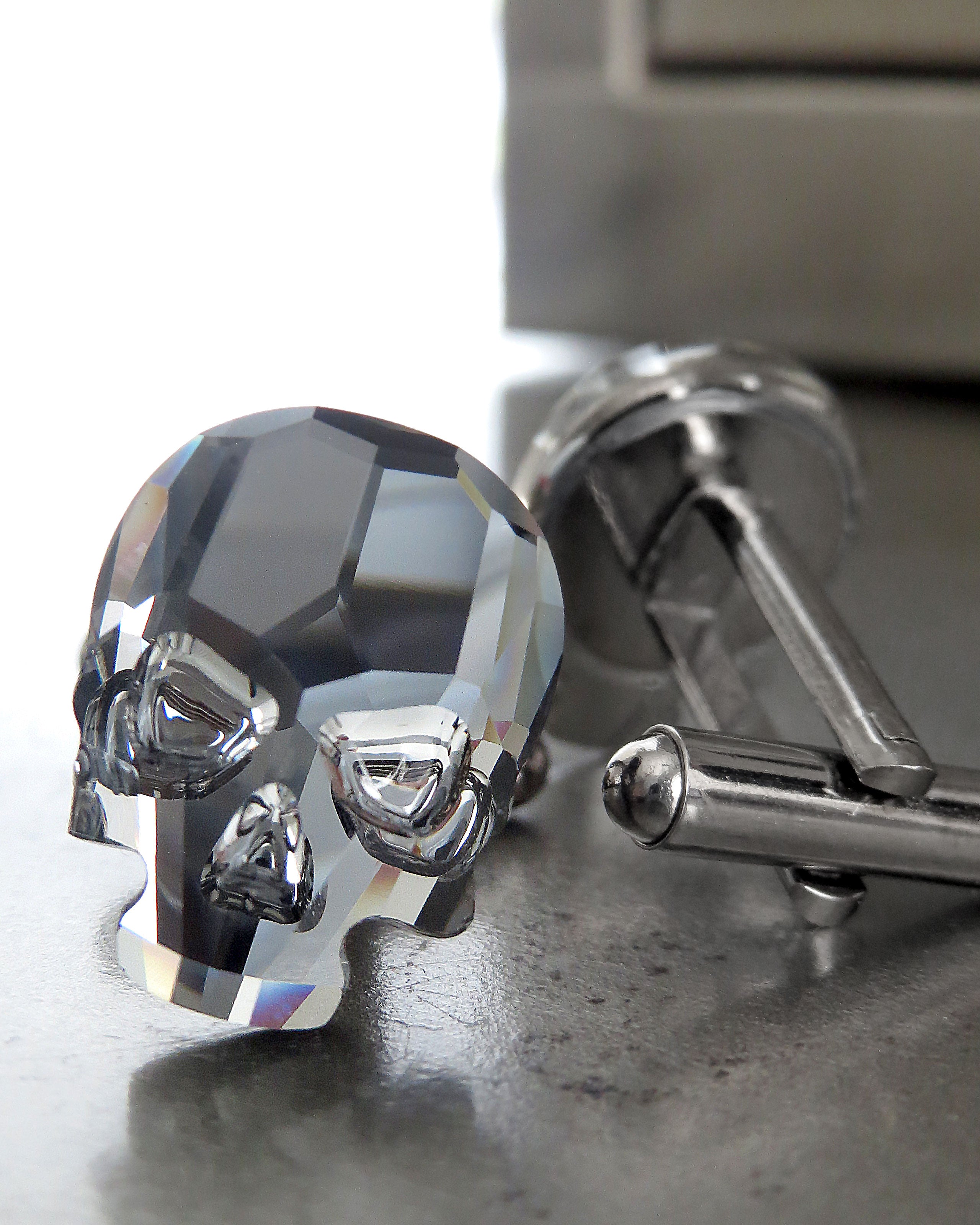 Crystal Skull Cufflinks in Black Night