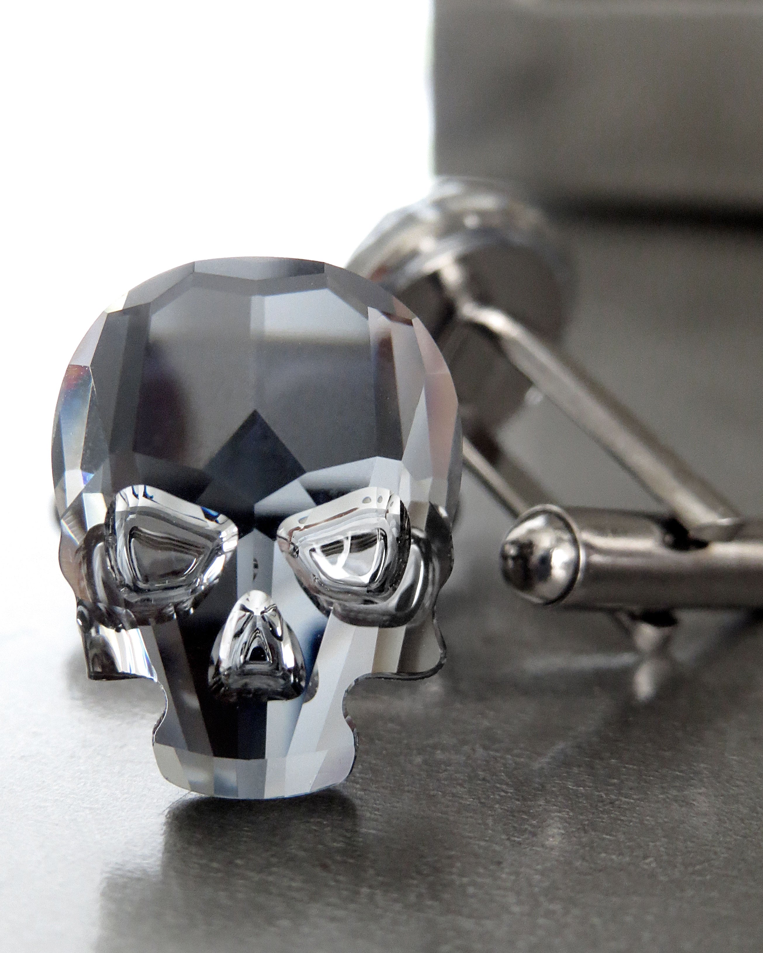 Crystal Skull Cufflinks in Black Night