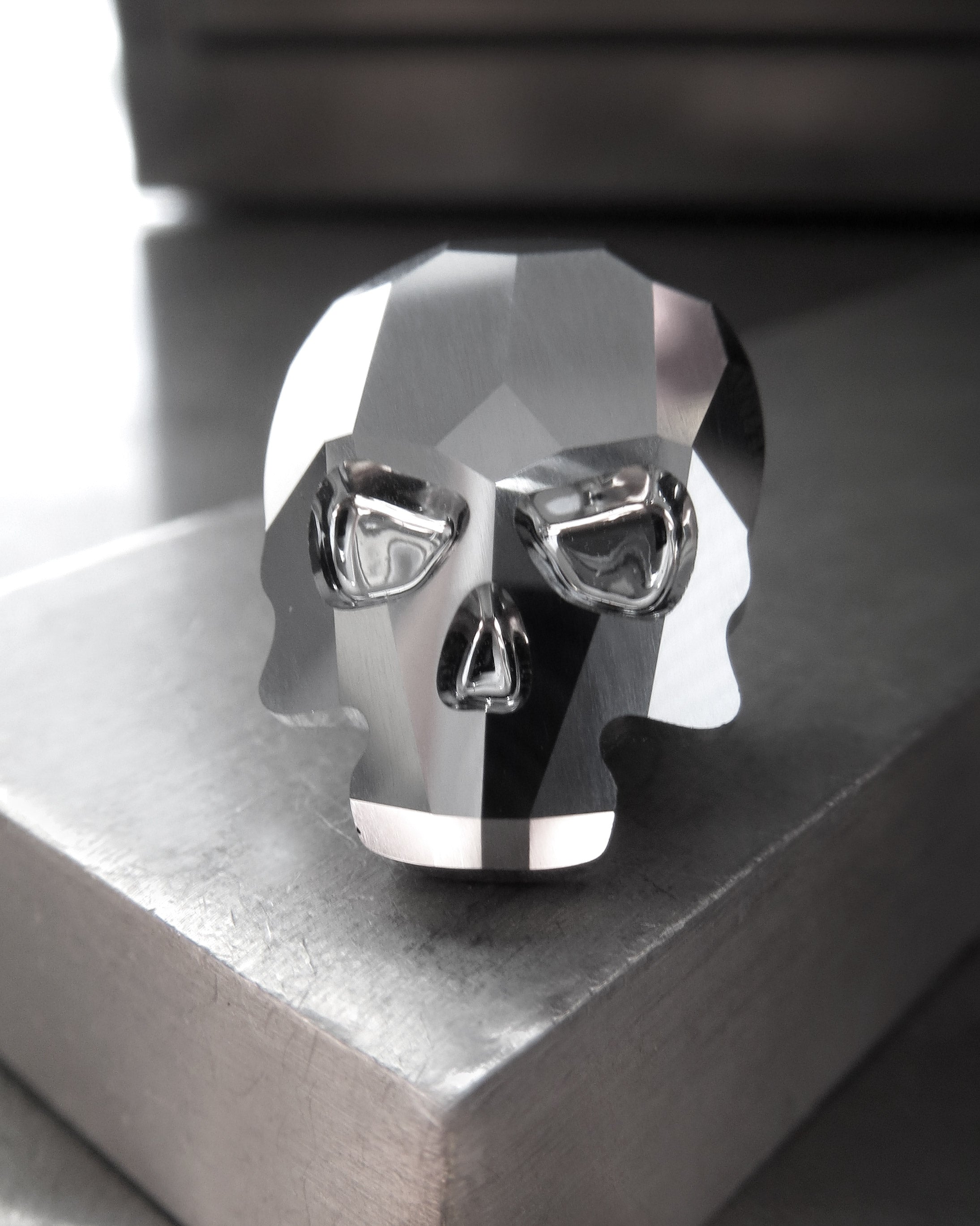 Small Crystal Silver Skull Pin or Magnet - Metallic Chrome