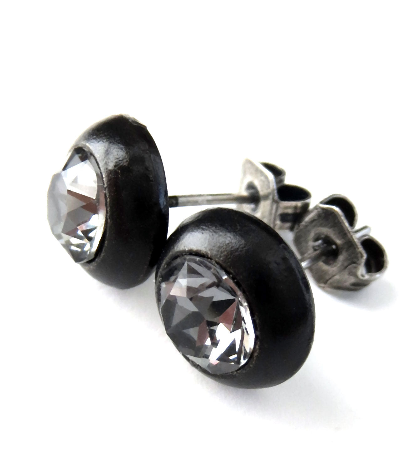 Ultra Modern Black Night Crystal Stud Earrings